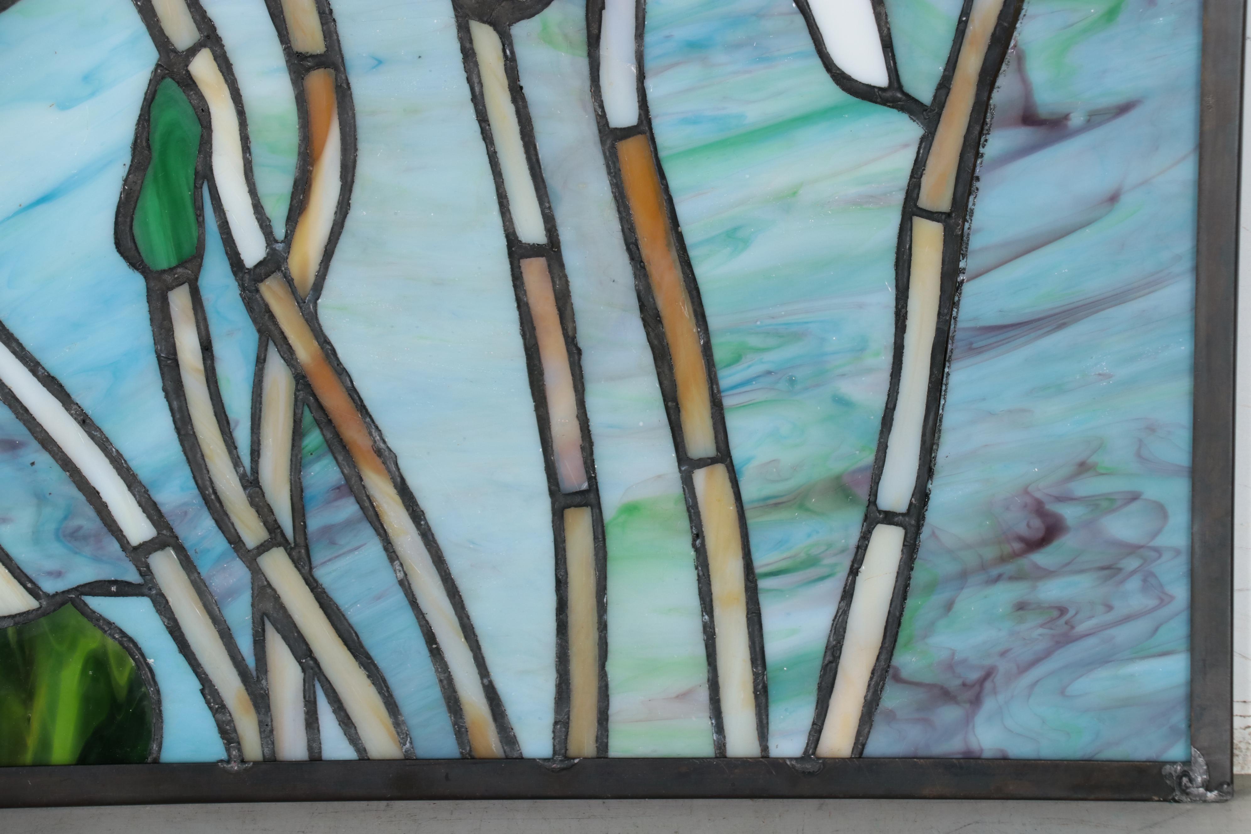 Floral Slag Glass Wall-Hanging