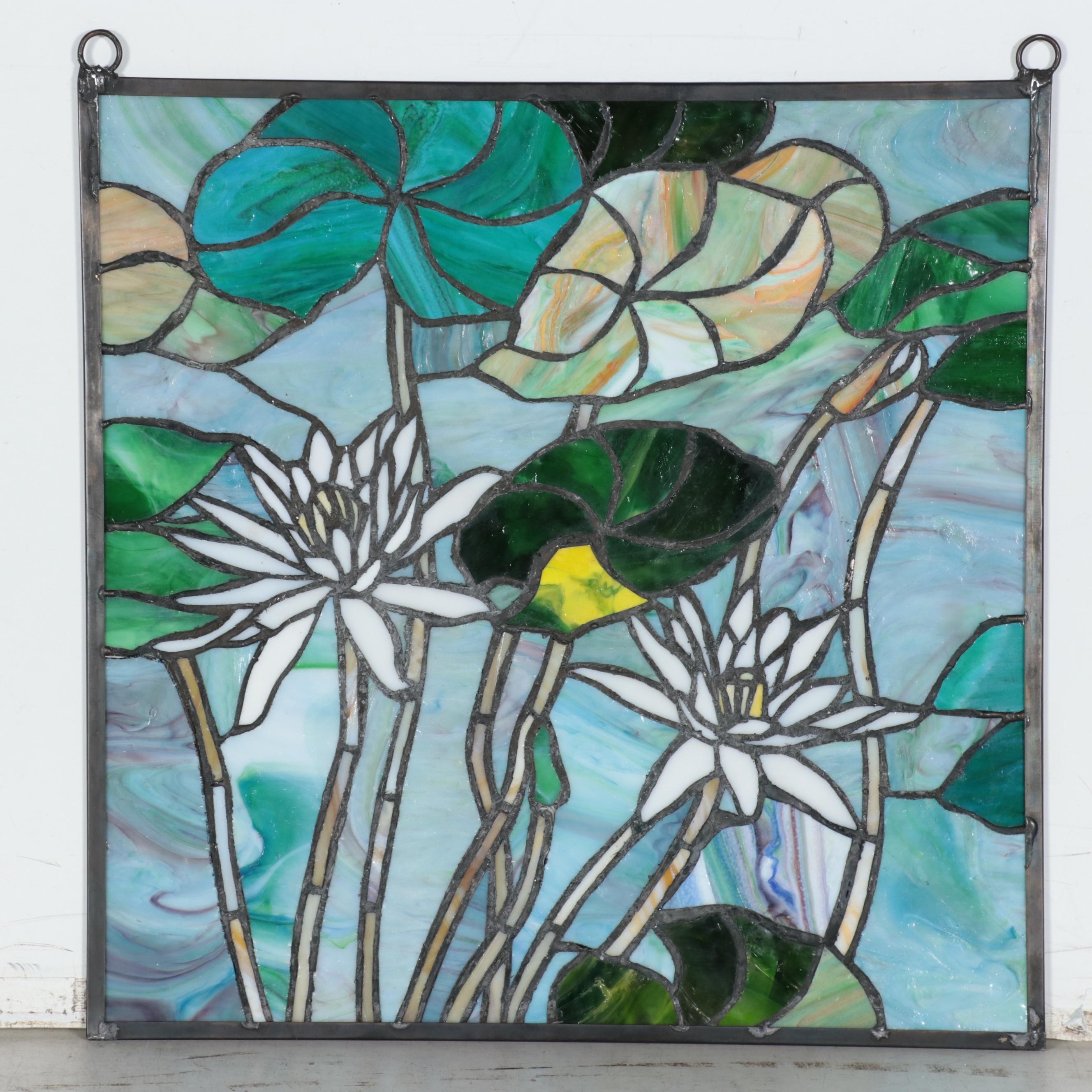 Floral Slag Glass Wall-Hanging