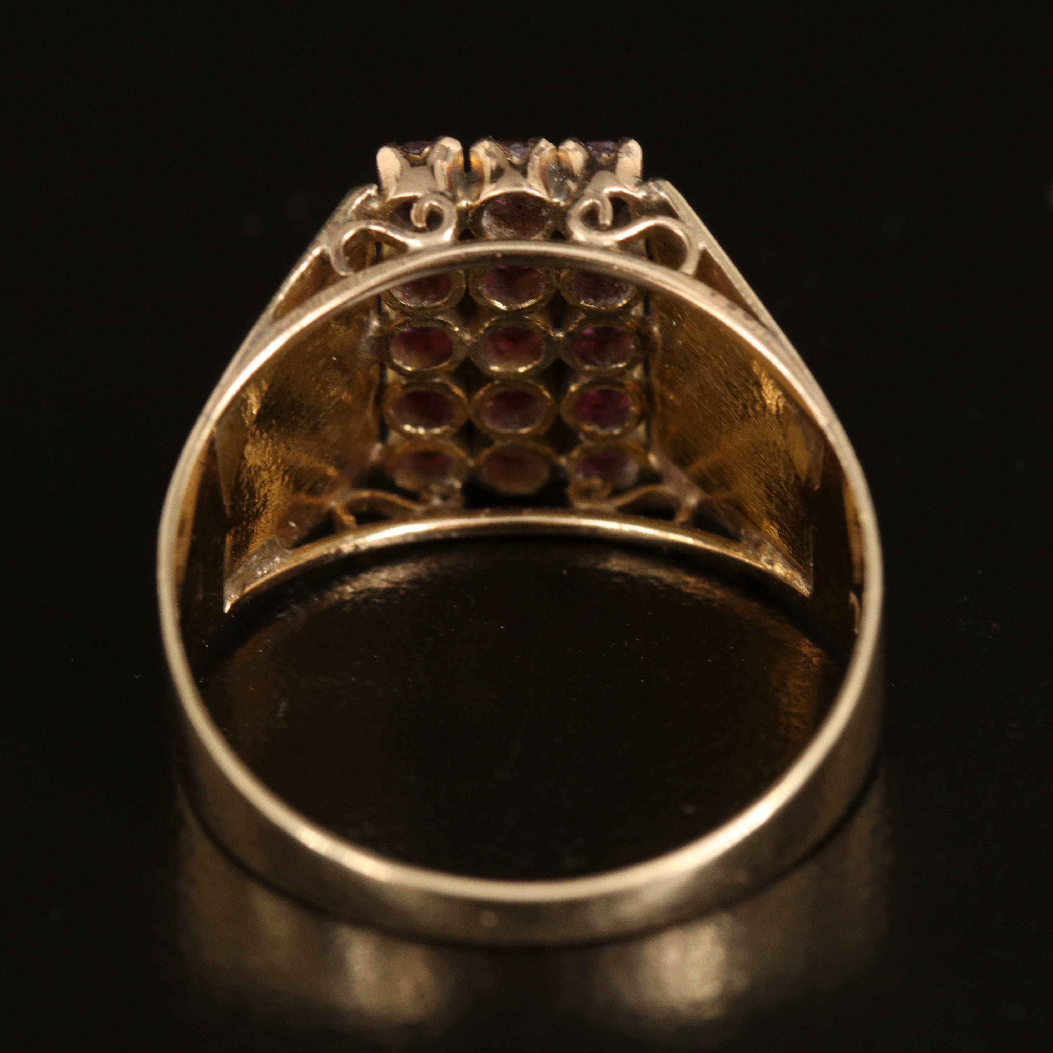 Vintage 14K Ruby Ring with Florentine Finish Shoulders