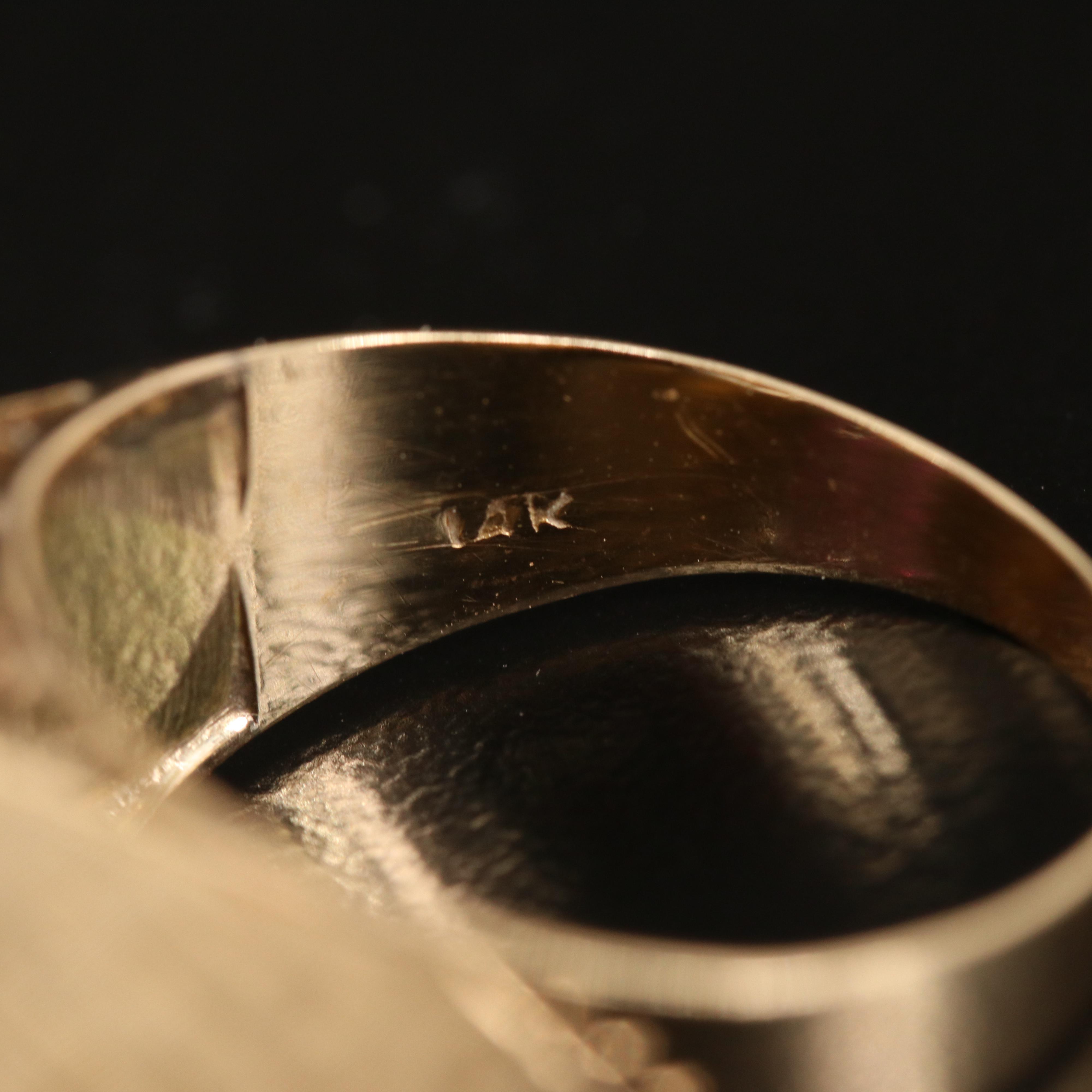 Vintage 14K Ruby Ring with Florentine Finish Shoulders