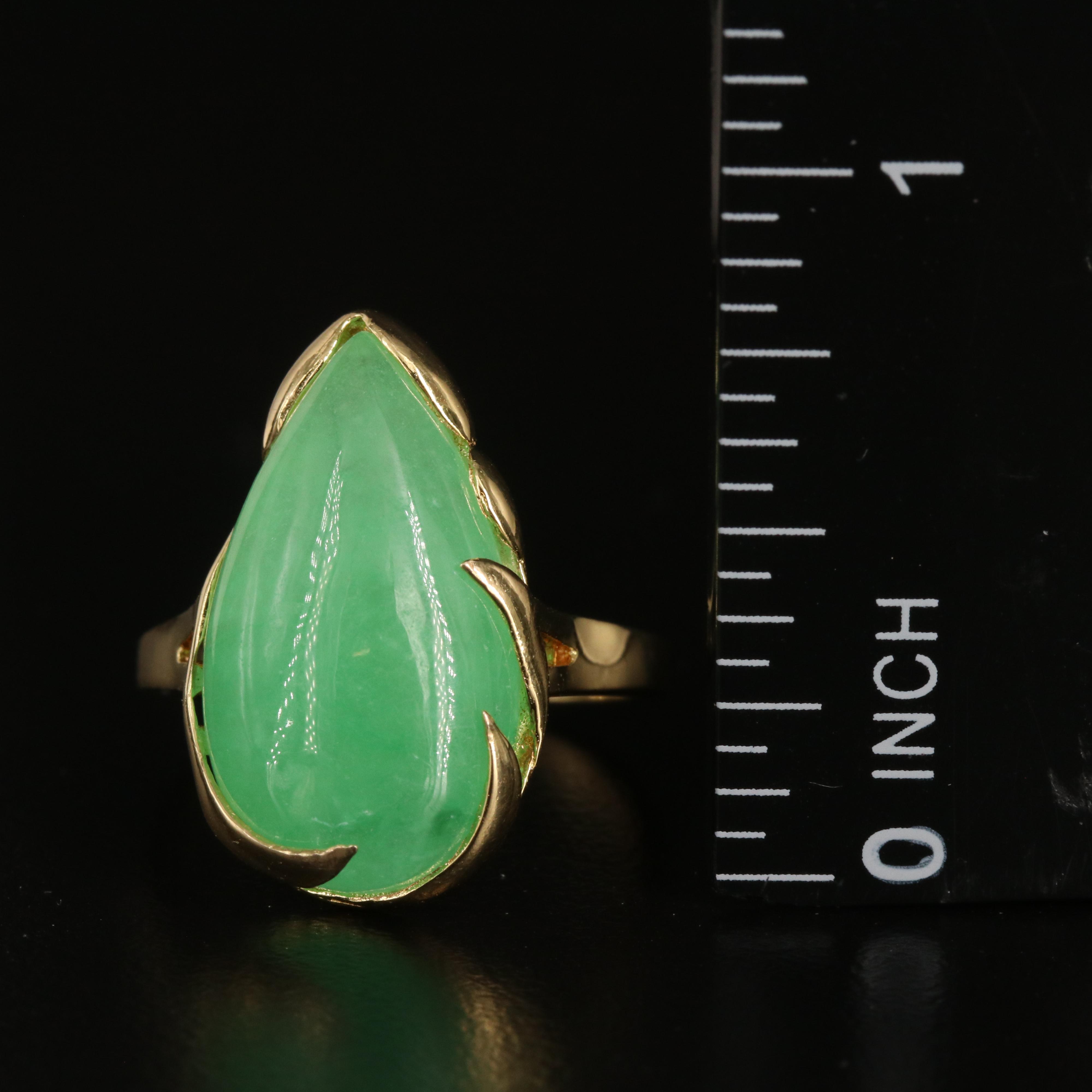 14K Jadeite Teardrop Ring