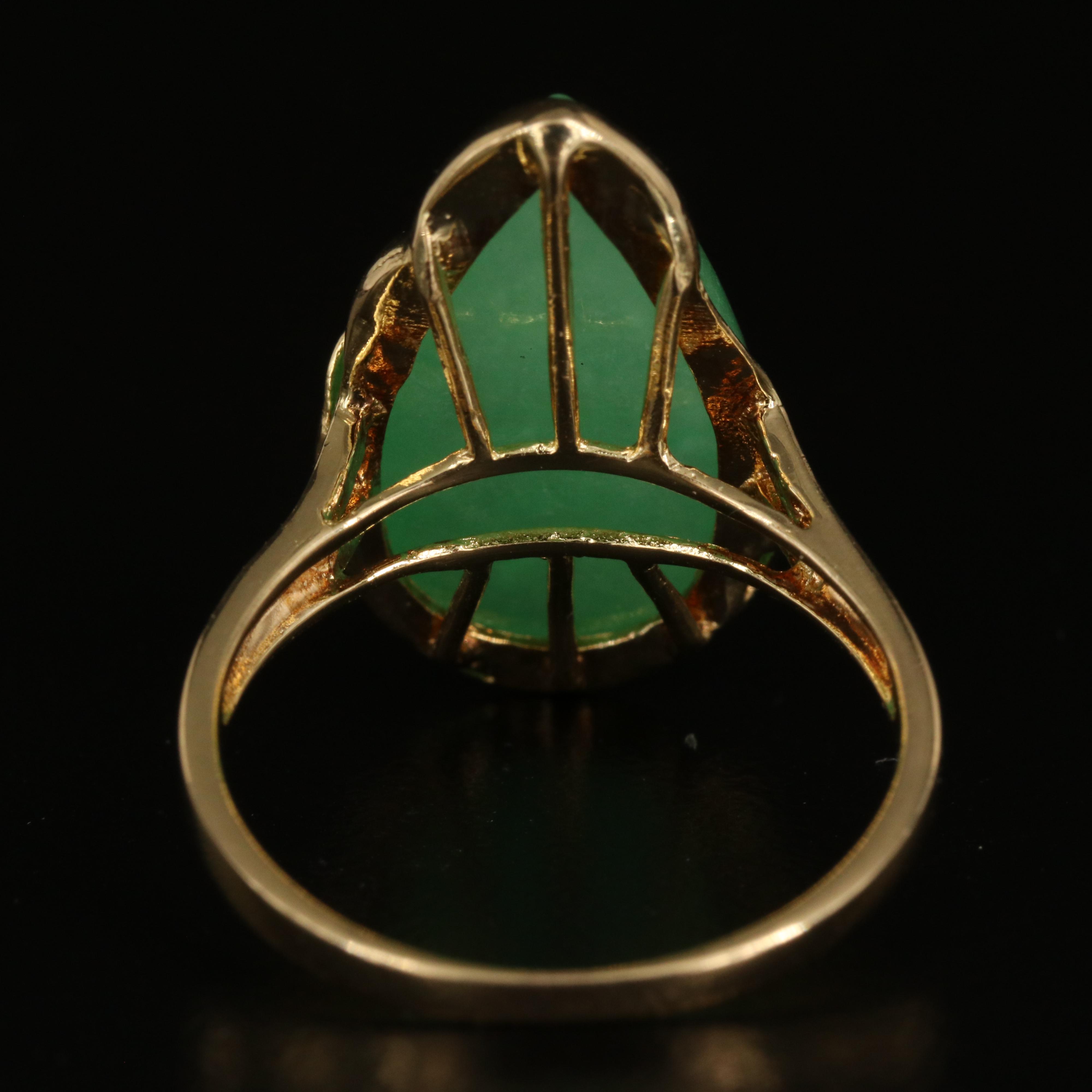 14K Jadeite Teardrop Ring
