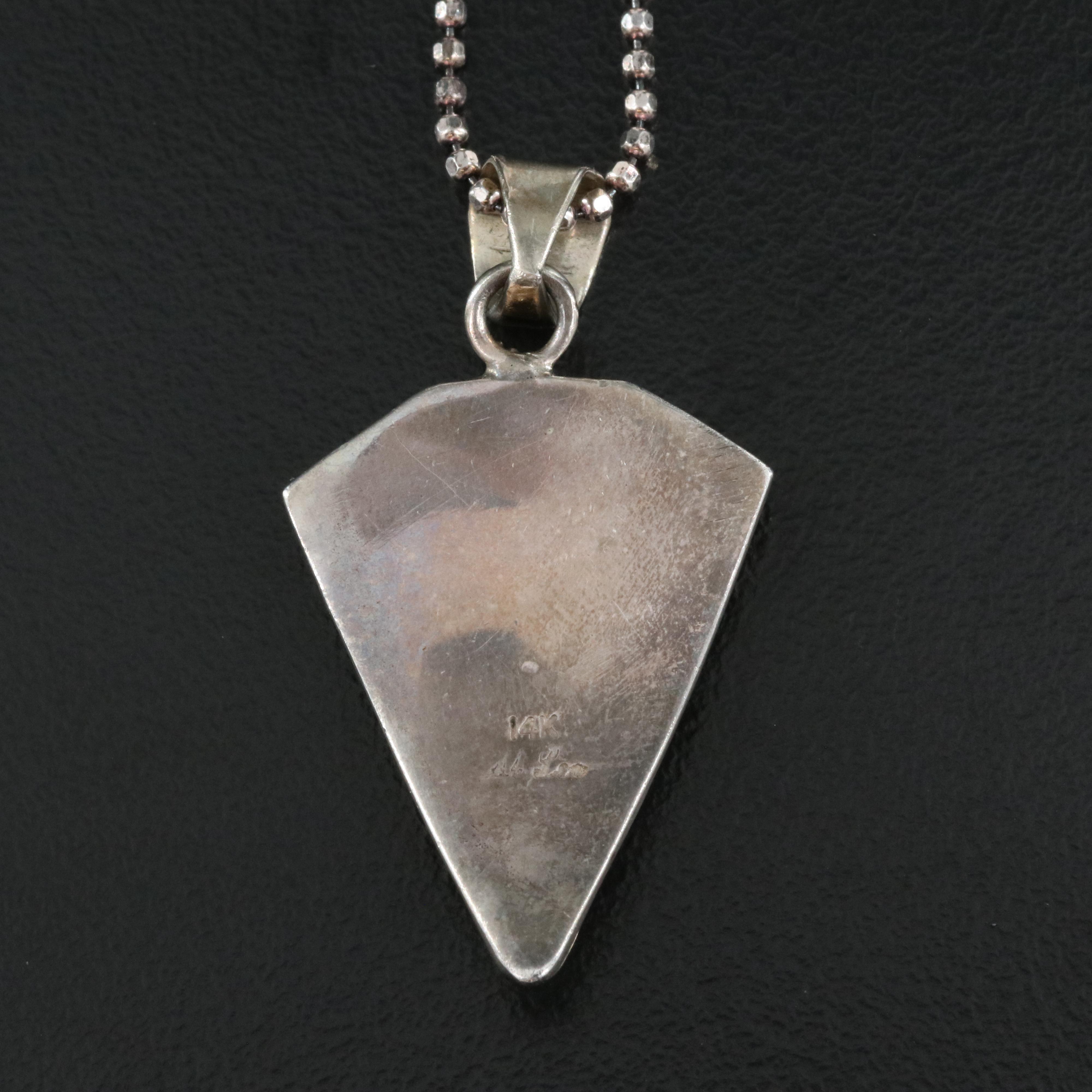 Southwestern Signed Sterling Pendant Necklace Including Lapis Lazuli and Coral