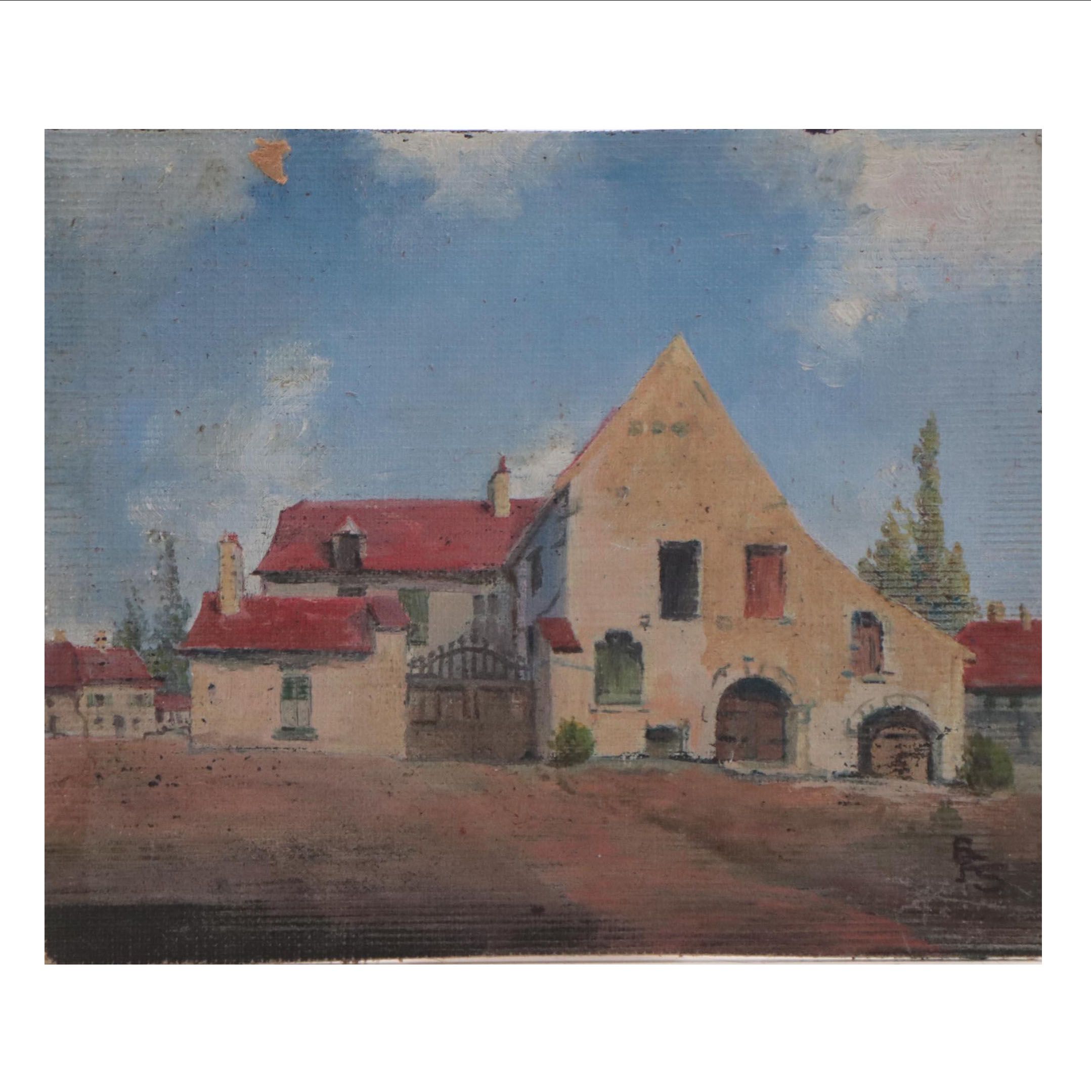 Oil Painting of Country House In Landscape