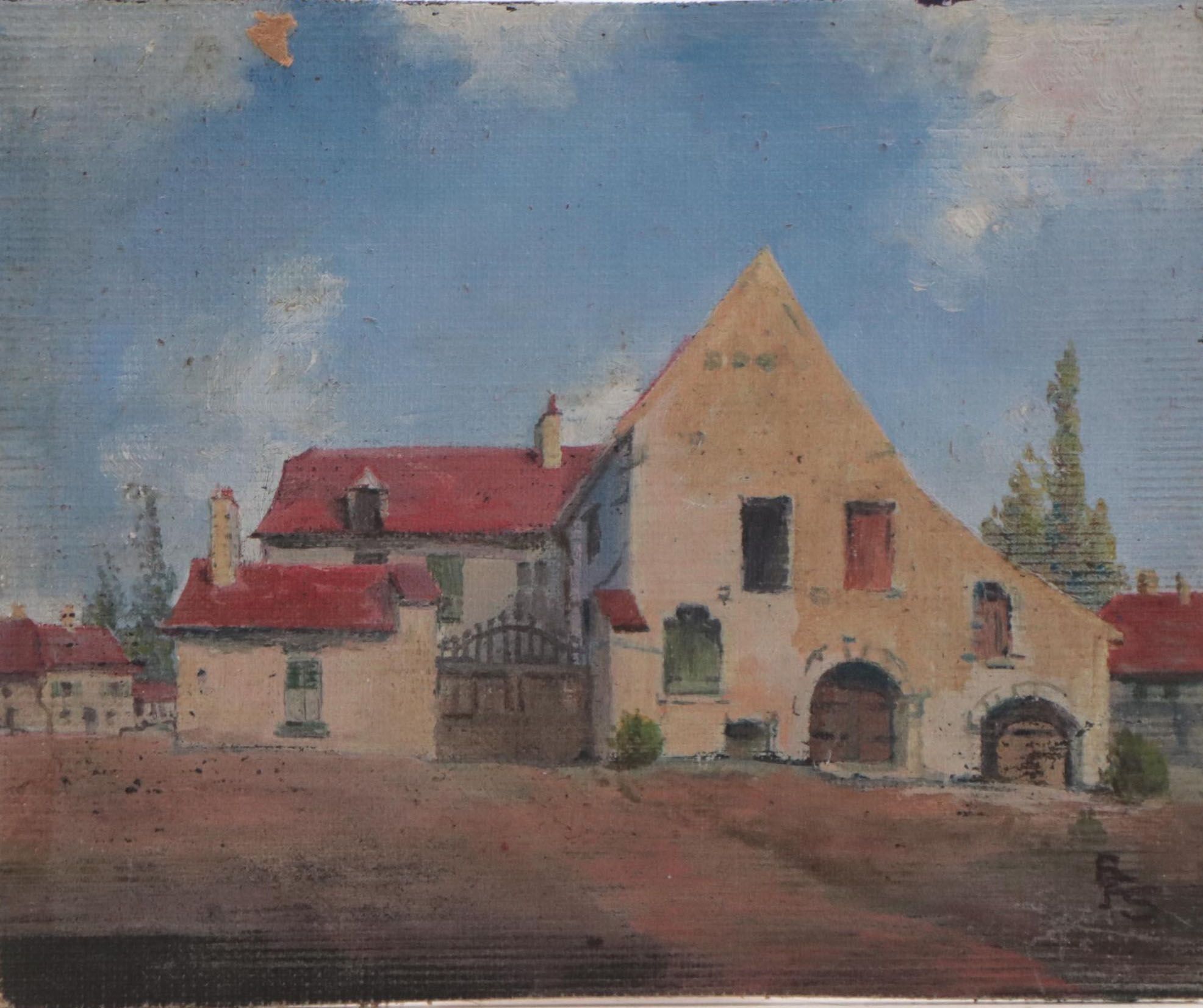 Oil Painting of Country House In Landscape
