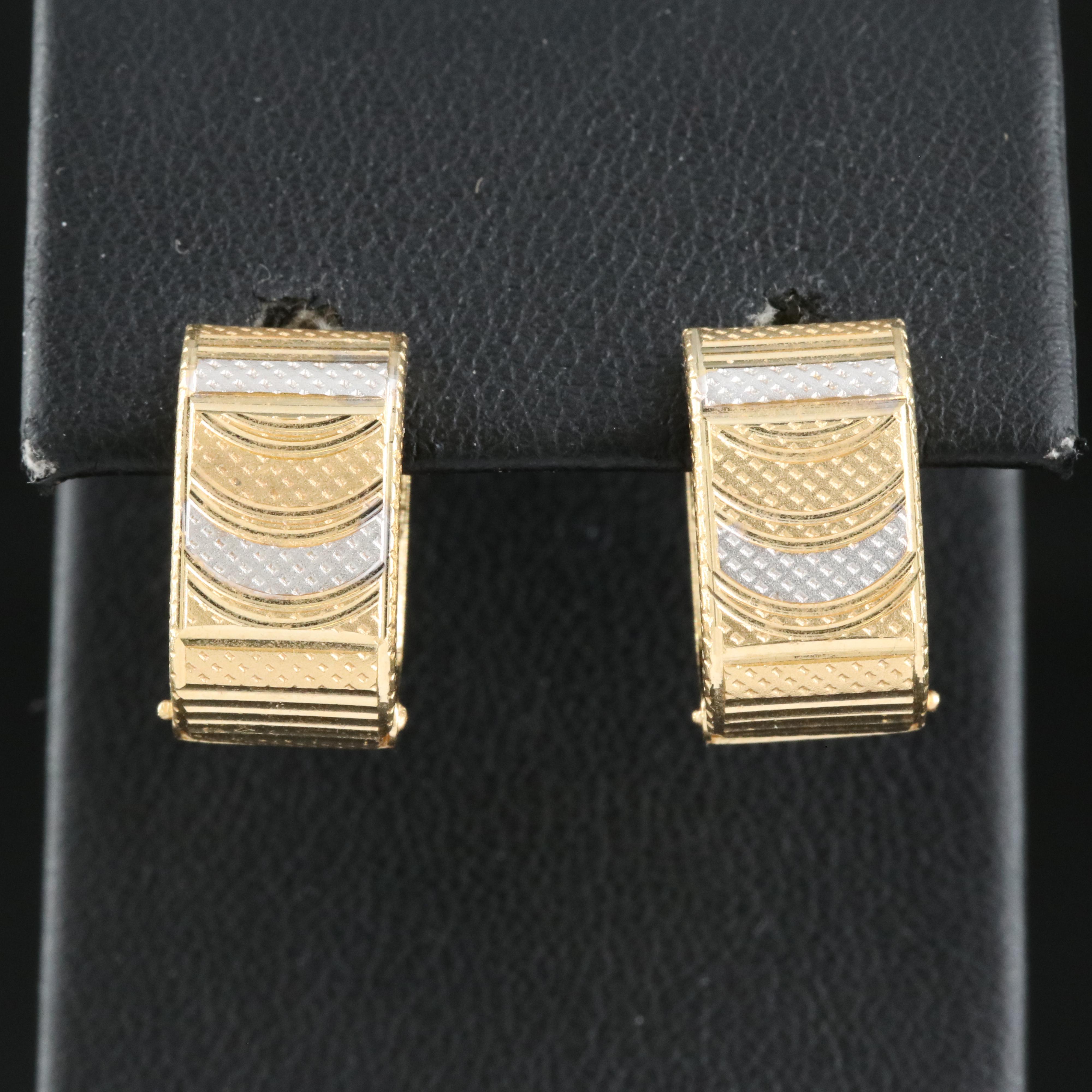 18K Textured Hoop Earrings