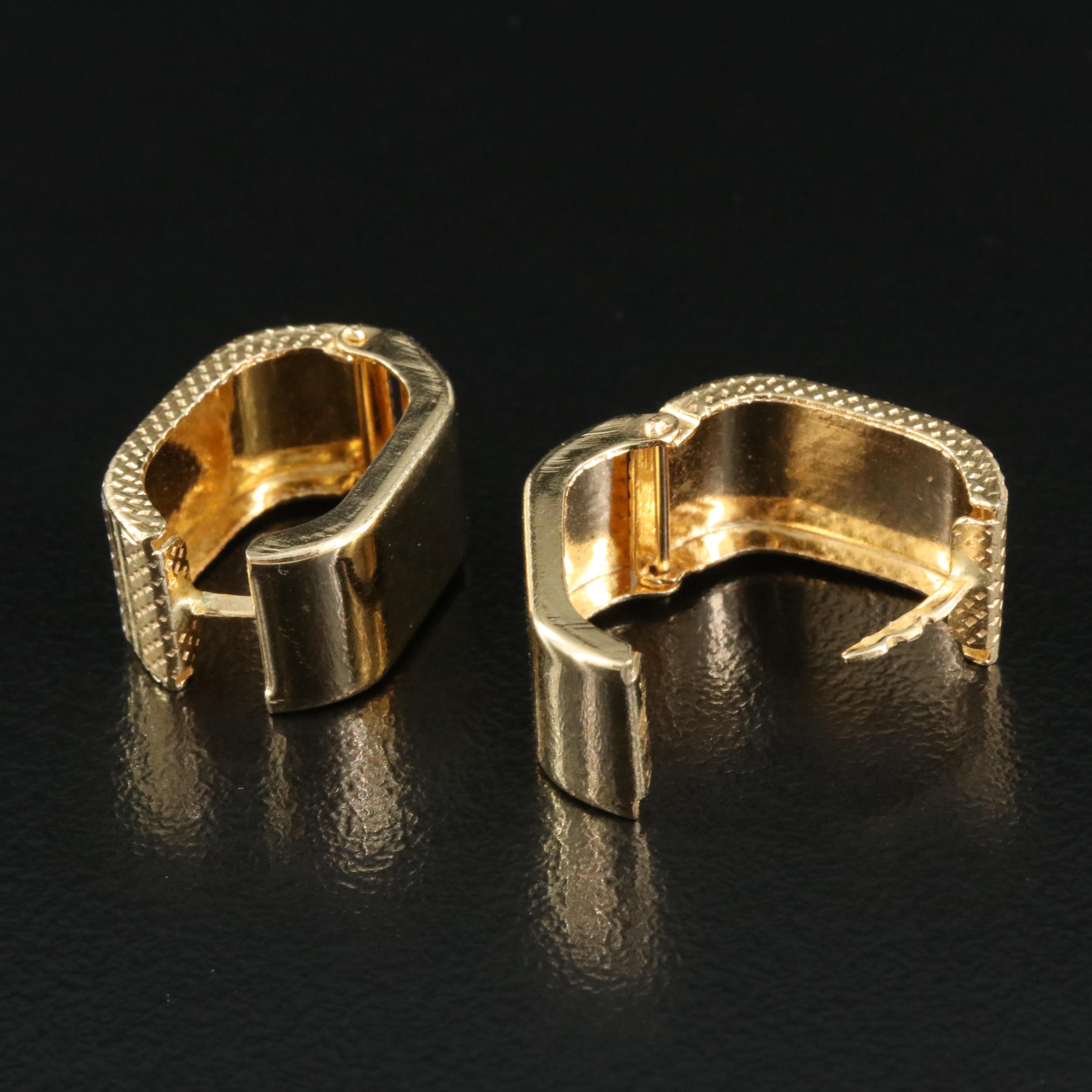 18K Textured Hoop Earrings