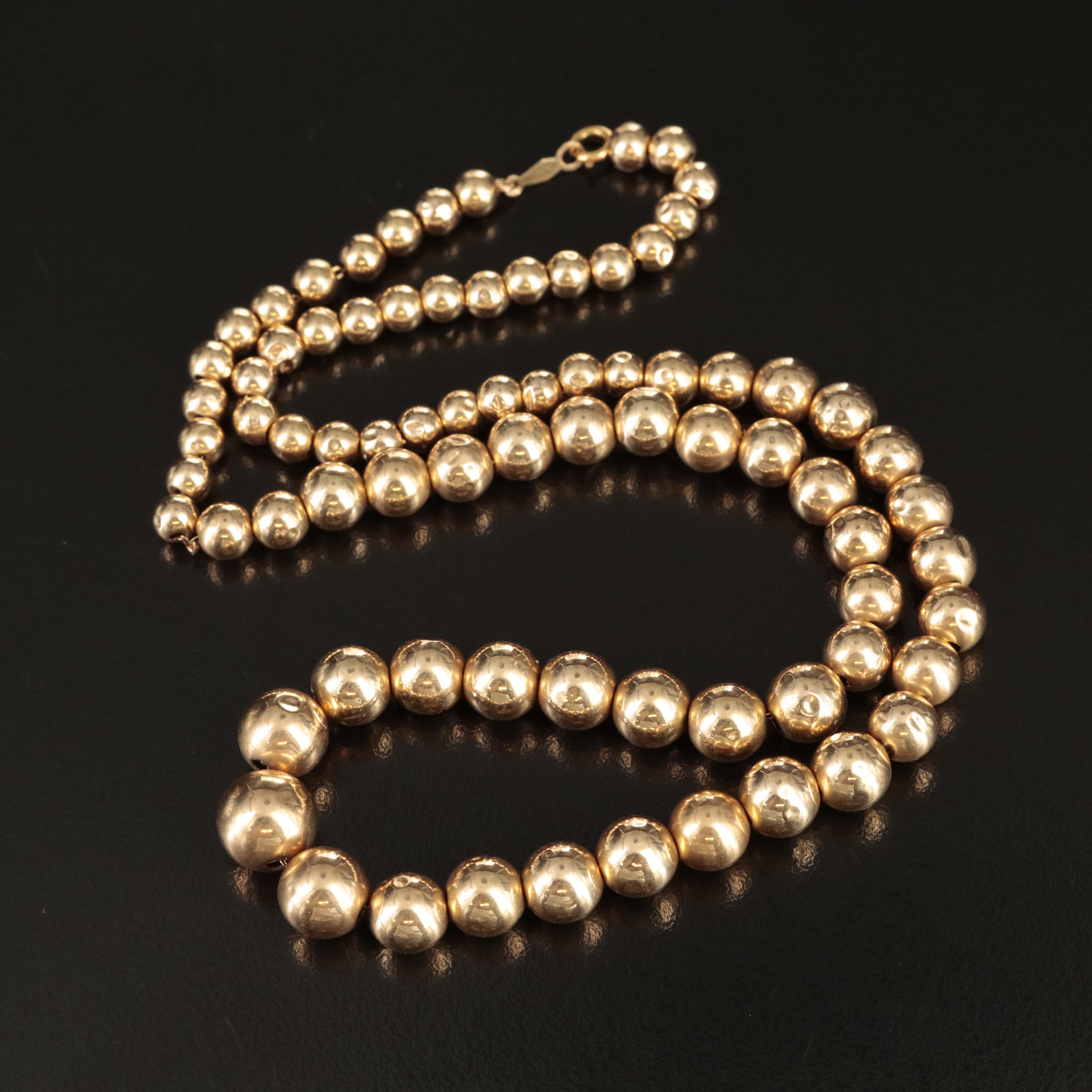 14K Graduated Beaded Necklace