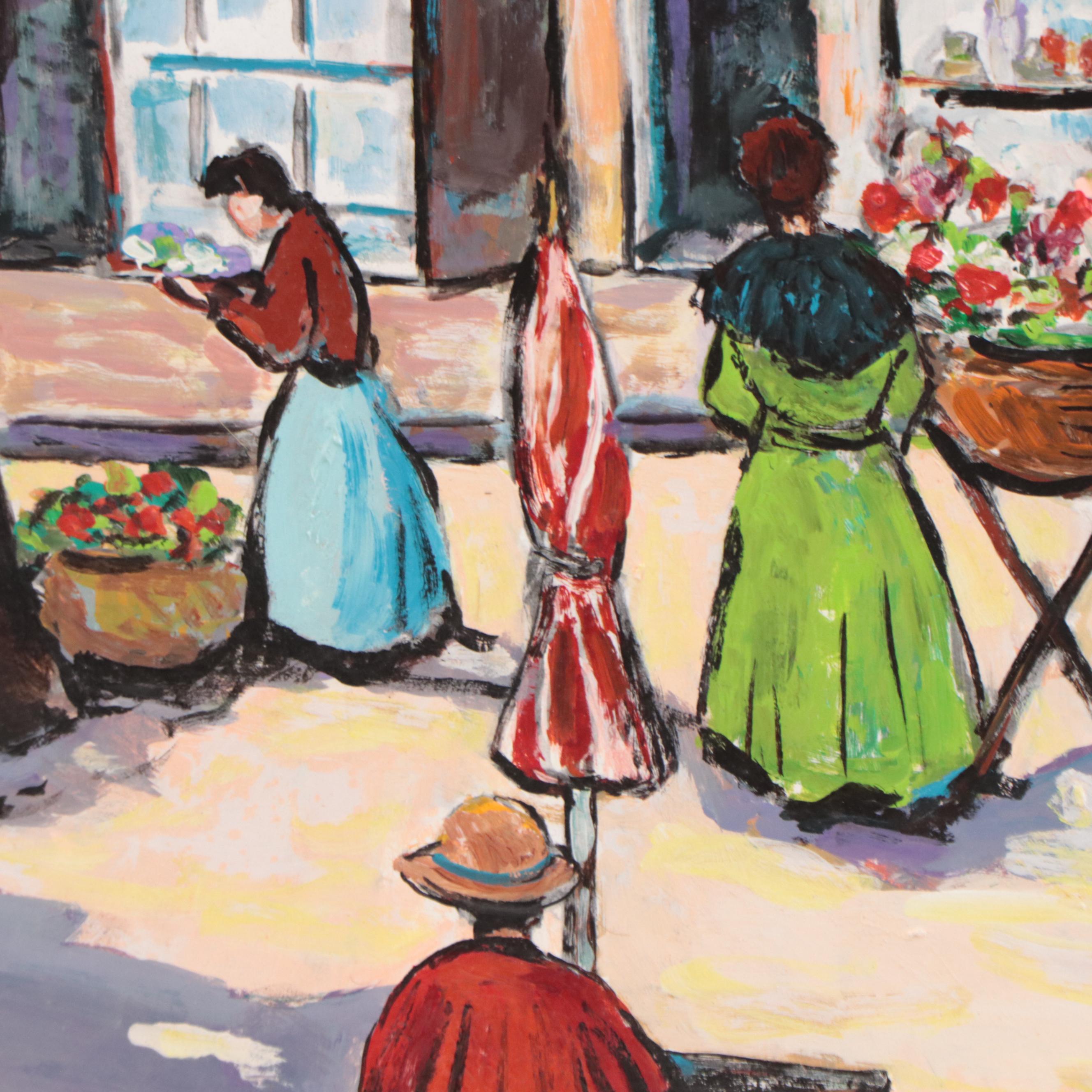 Sam Girard Oil Painting of Street Scene, 1974