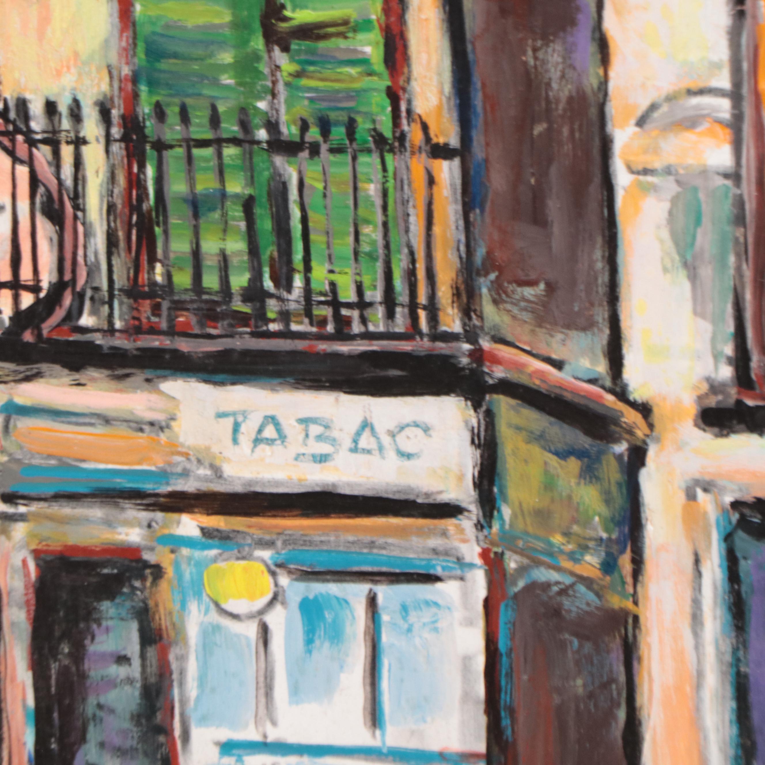 Sam Girard Oil Painting of Street Scene, 1974