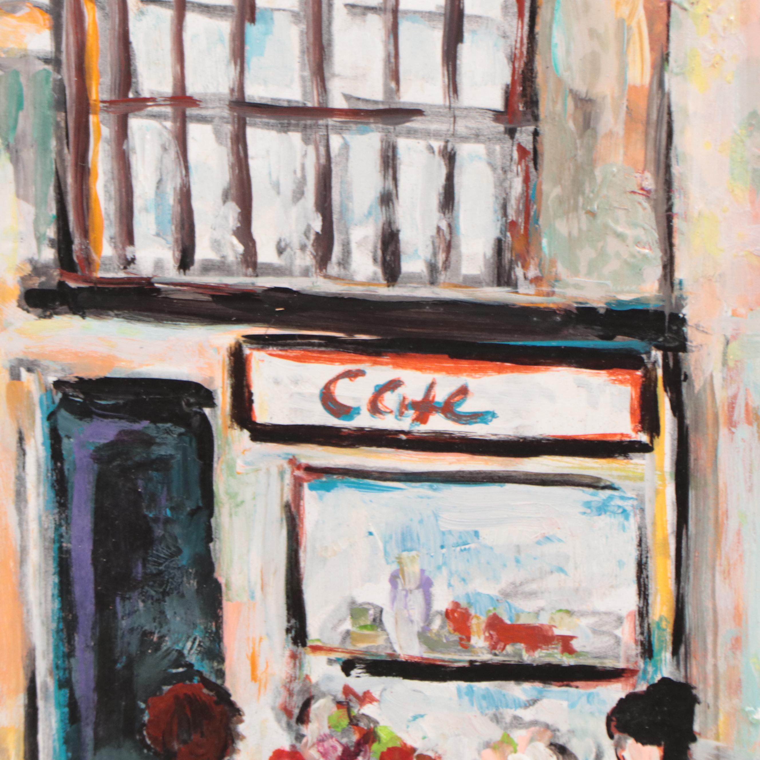 Sam Girard Oil Painting of Street Scene, 1974