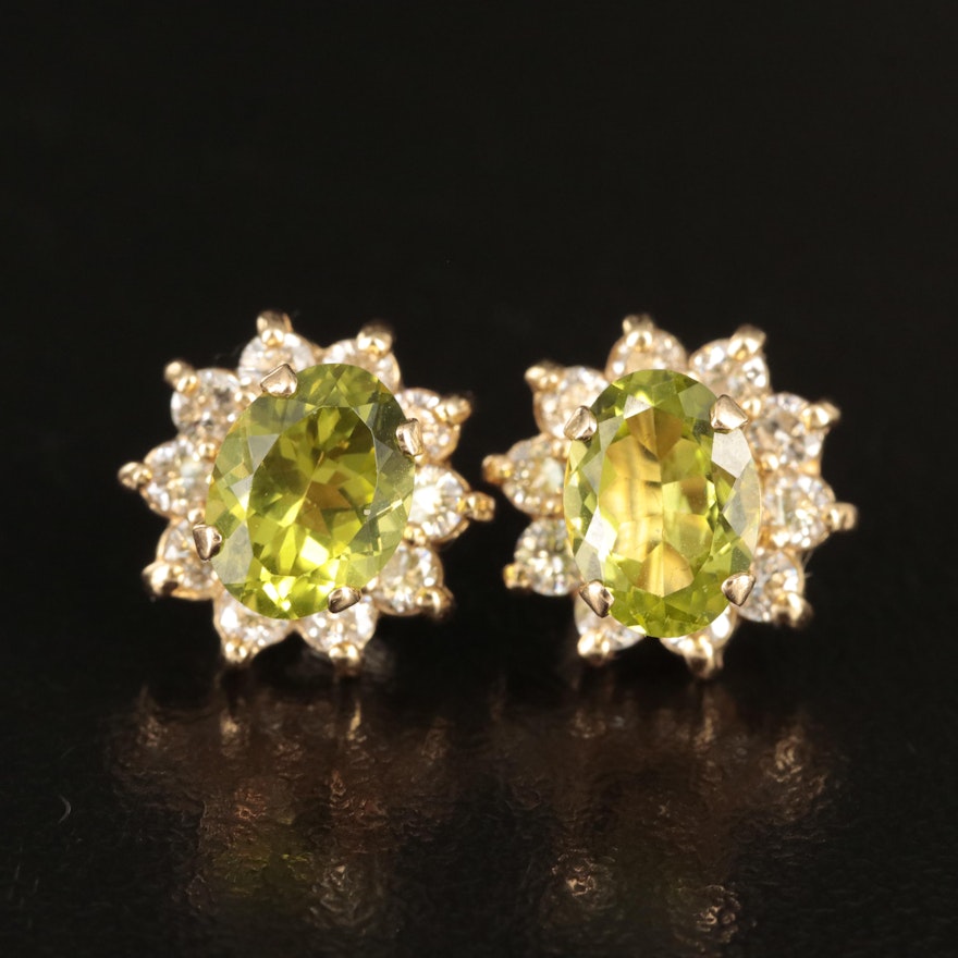 14K Peridot and Diamond Earrings