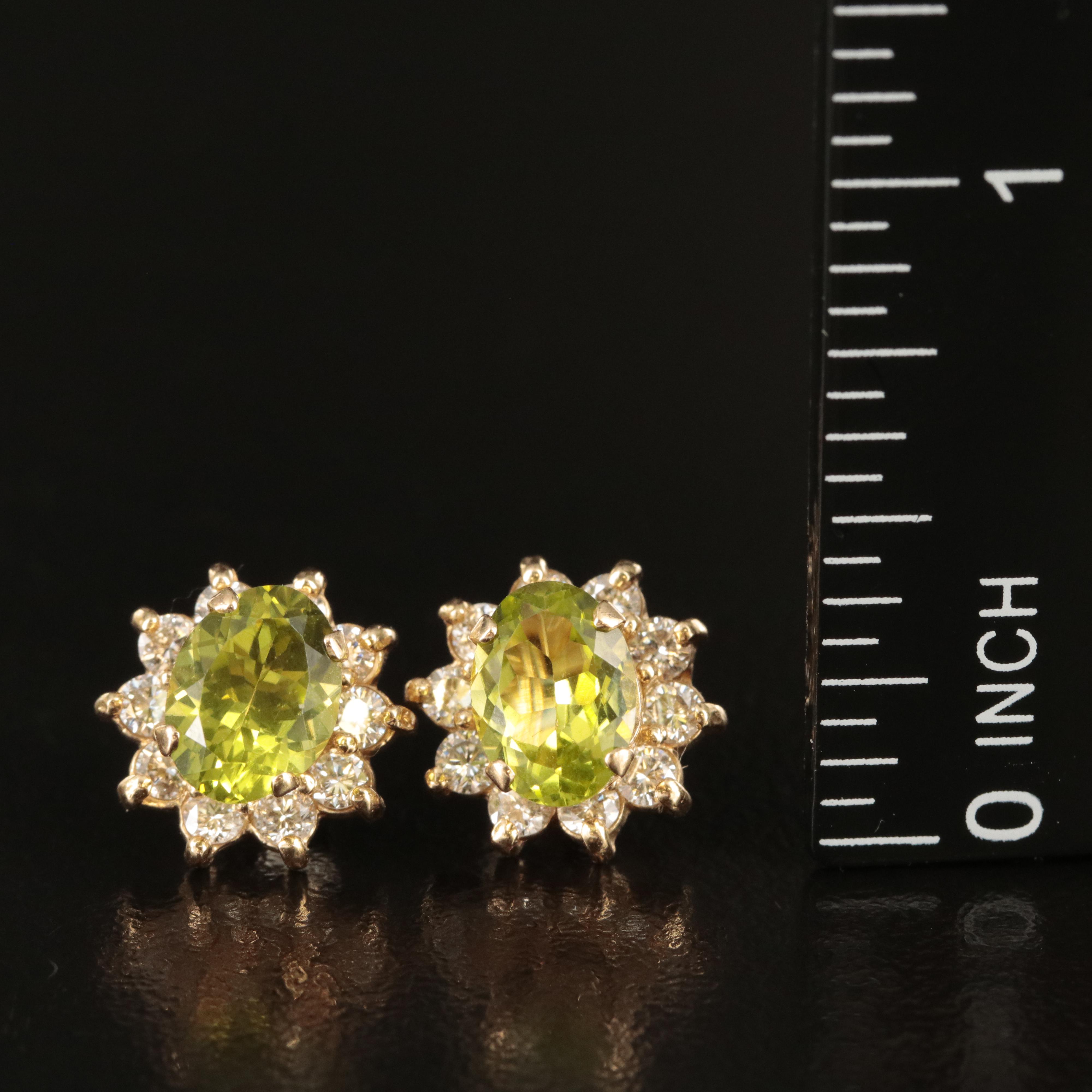 14K Peridot and Diamond Earrings