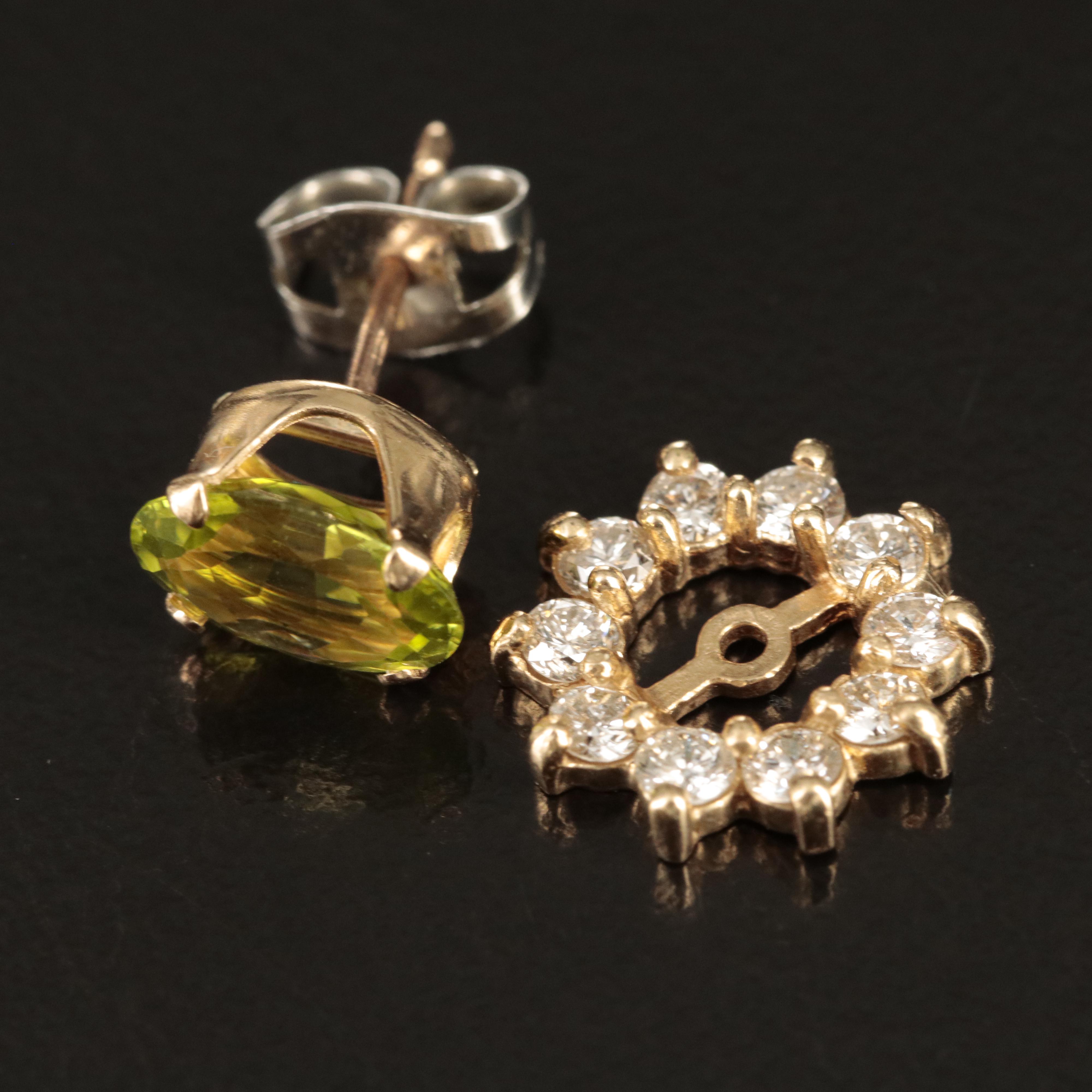 14K Peridot and Diamond Earrings