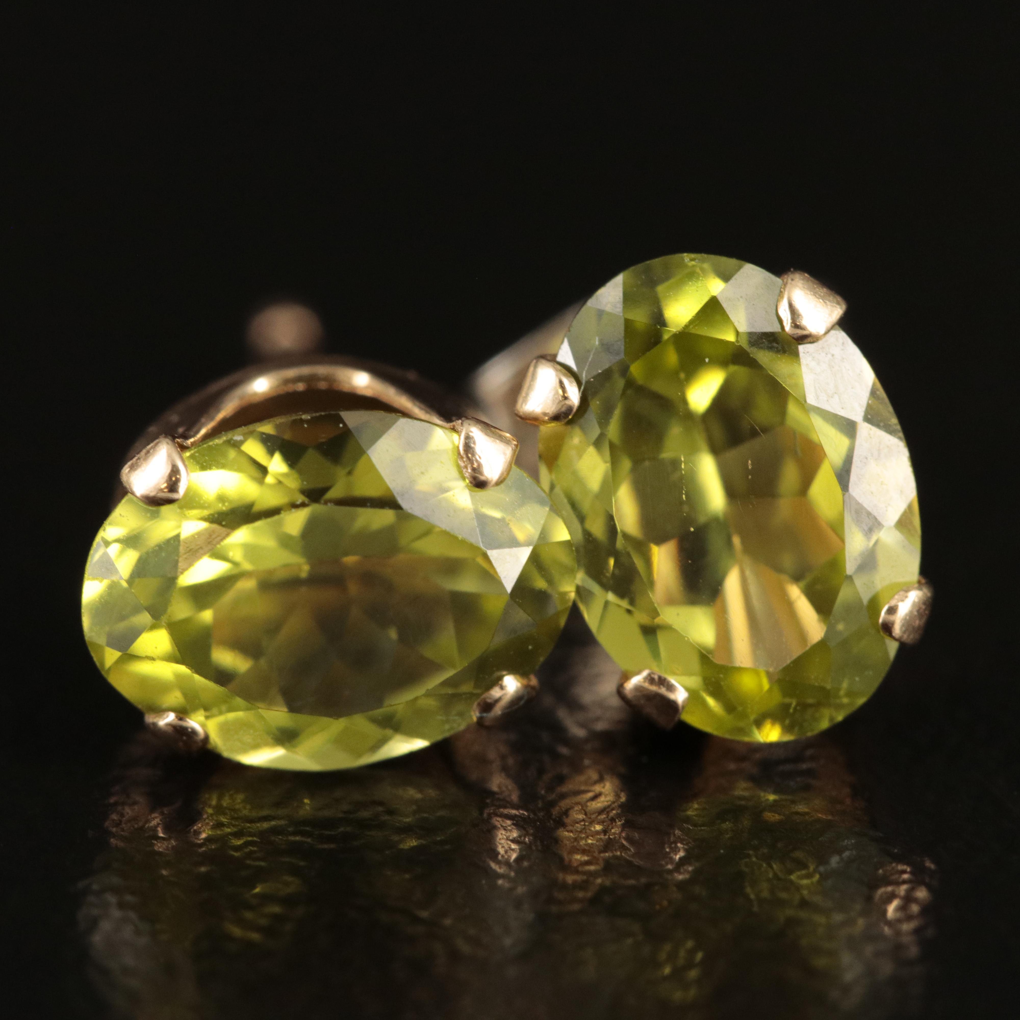 14K Peridot and Diamond Earrings