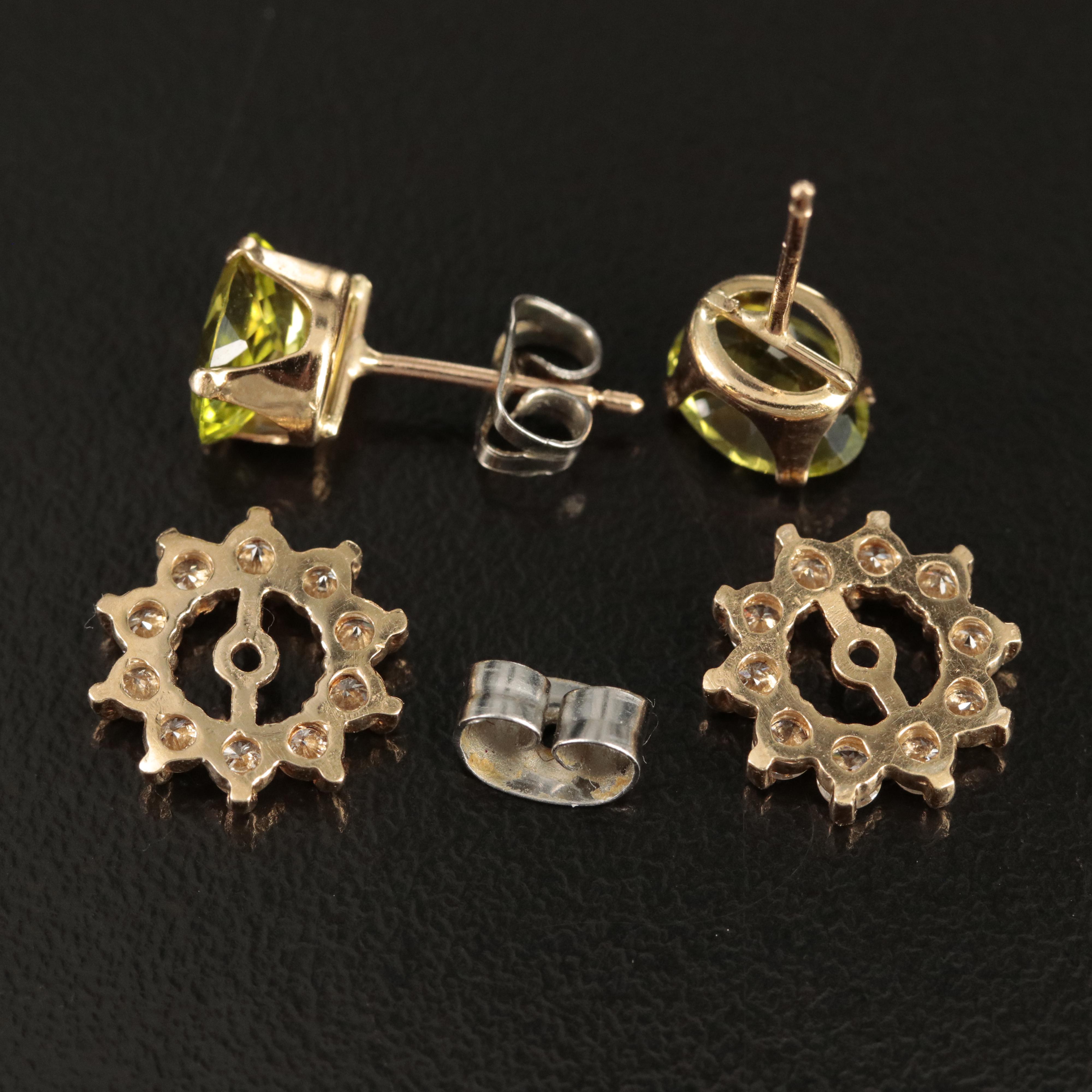 14K Peridot and Diamond Earrings