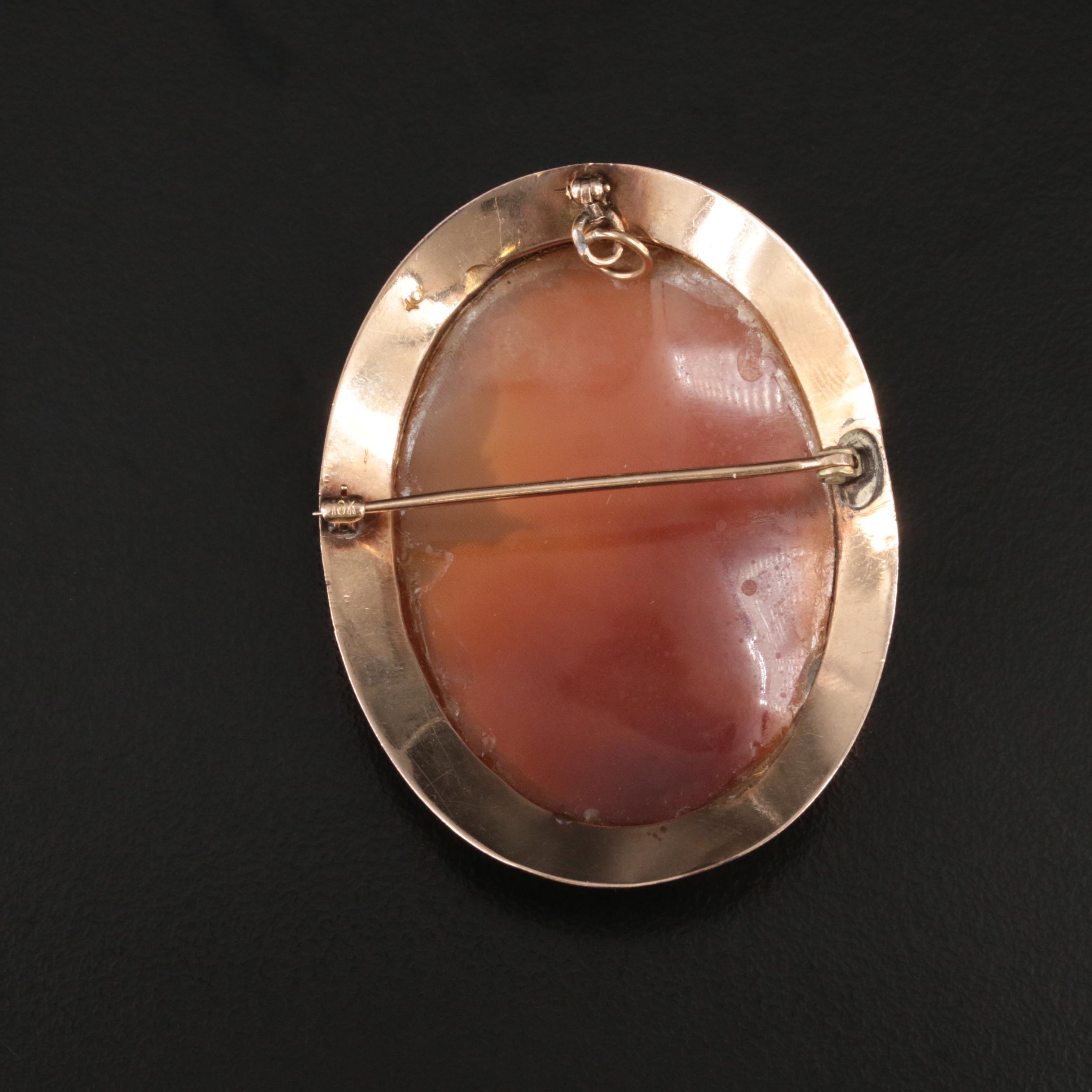 10K Shell Cameo Converter Brooch