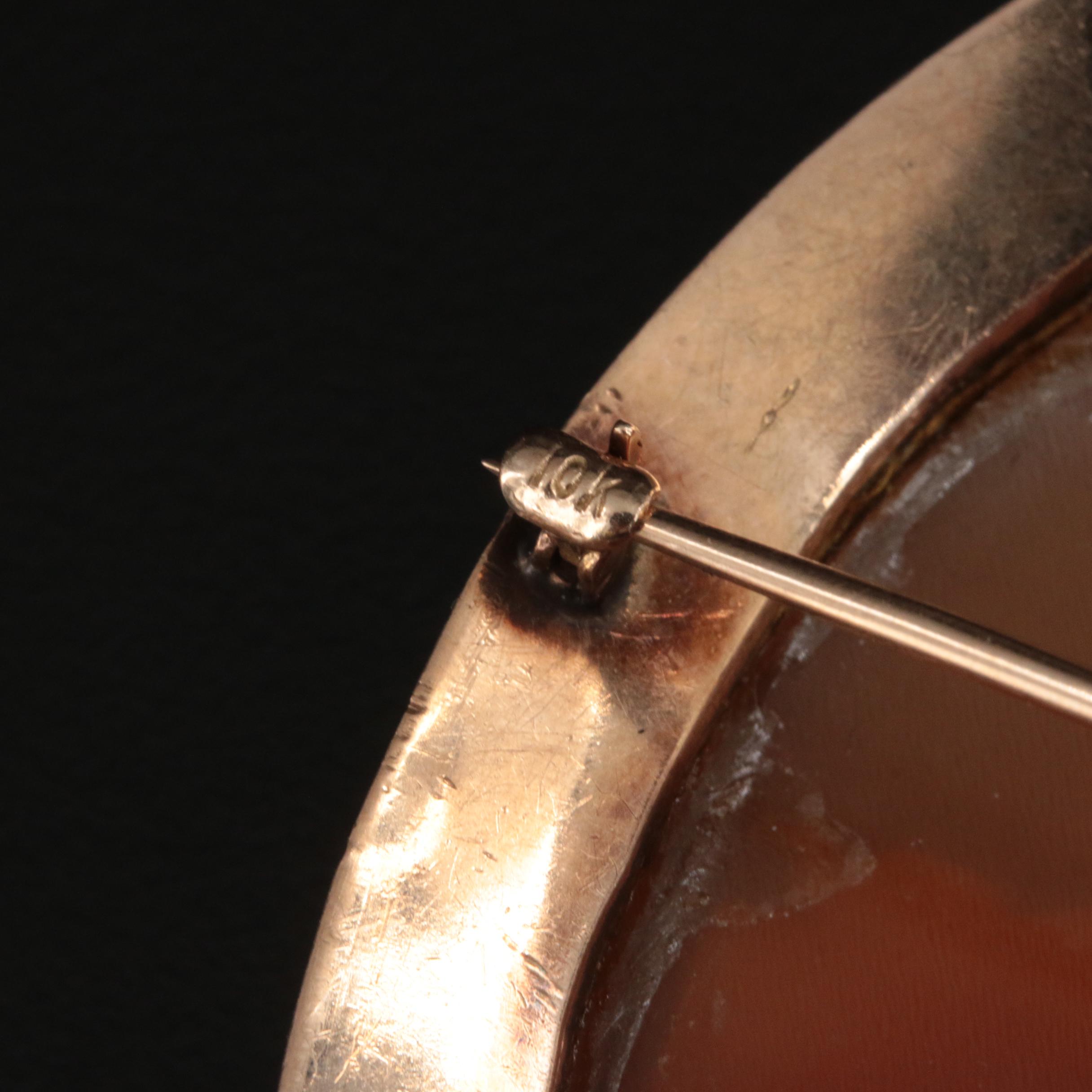 10K Shell Cameo Converter Brooch