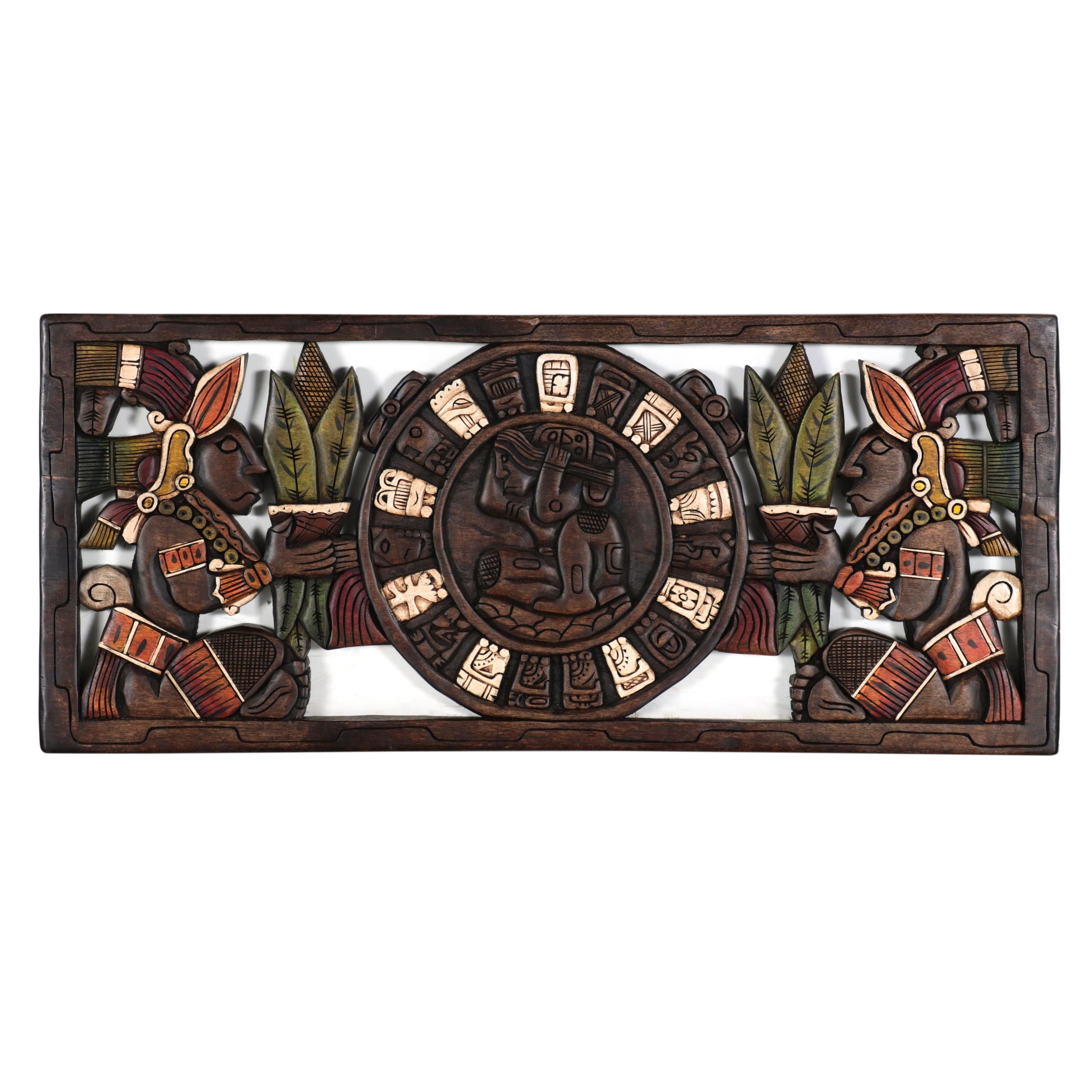 Aztec Style Carved Wood Wall-Hangings