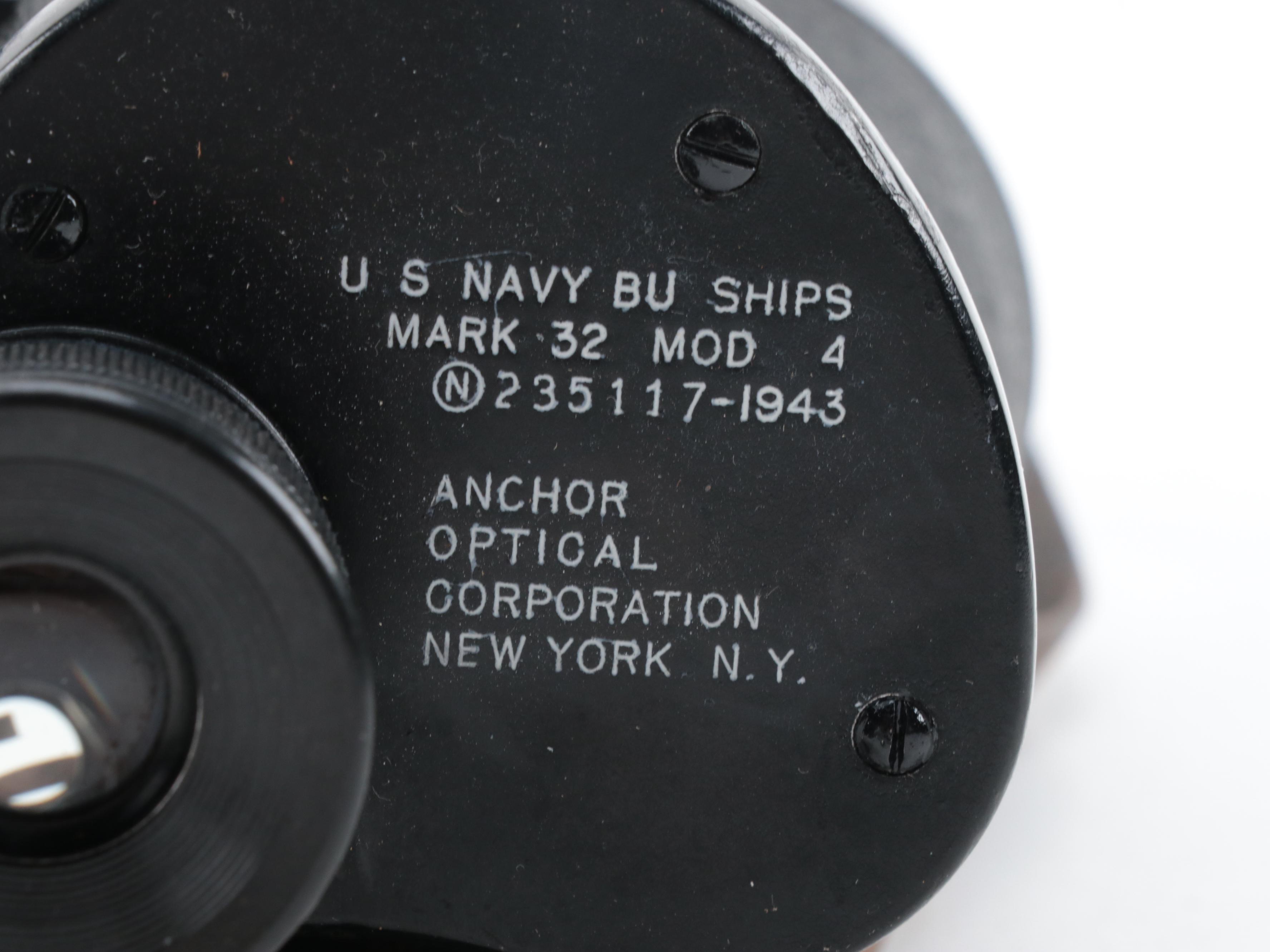 WWII Era Anchor Optical for U. S. Navy Mark 32 Binoculars, 1943