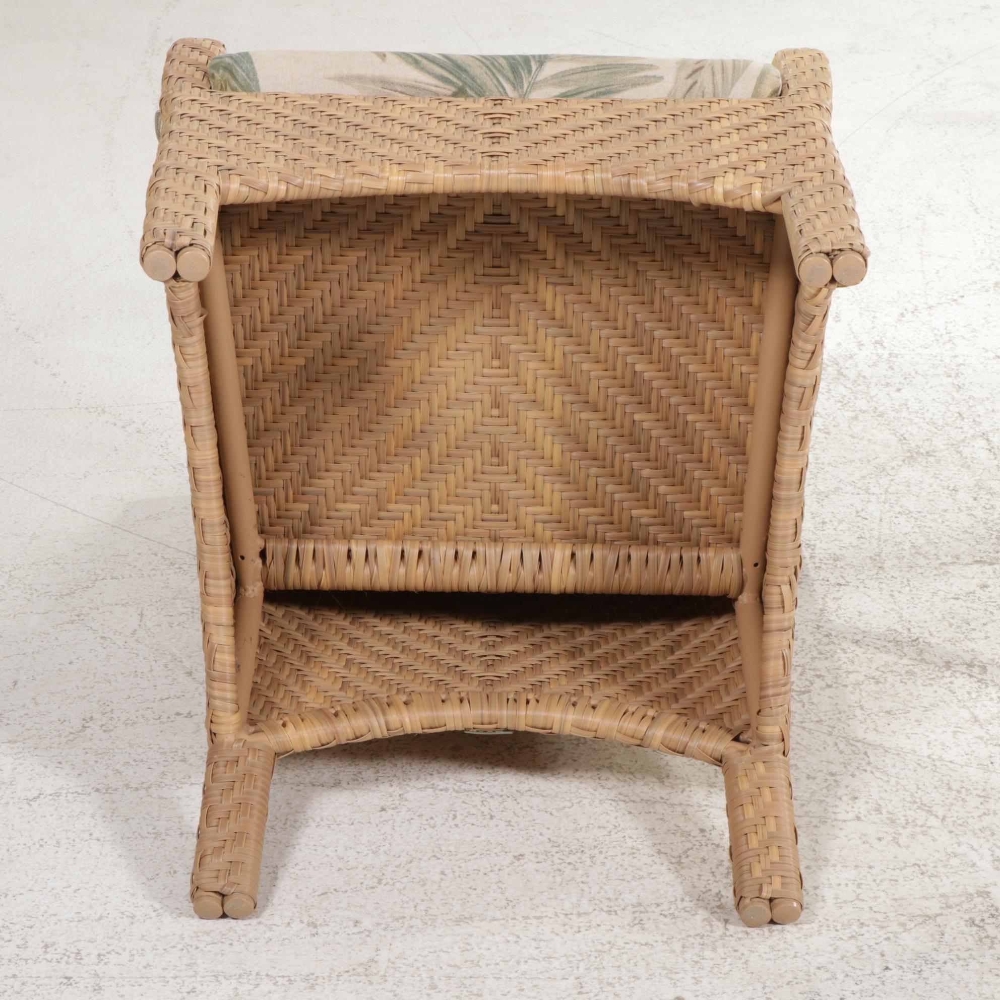 Ebel Resin Wicker Glass Top Patio Dining Table and Pair of Armchairs