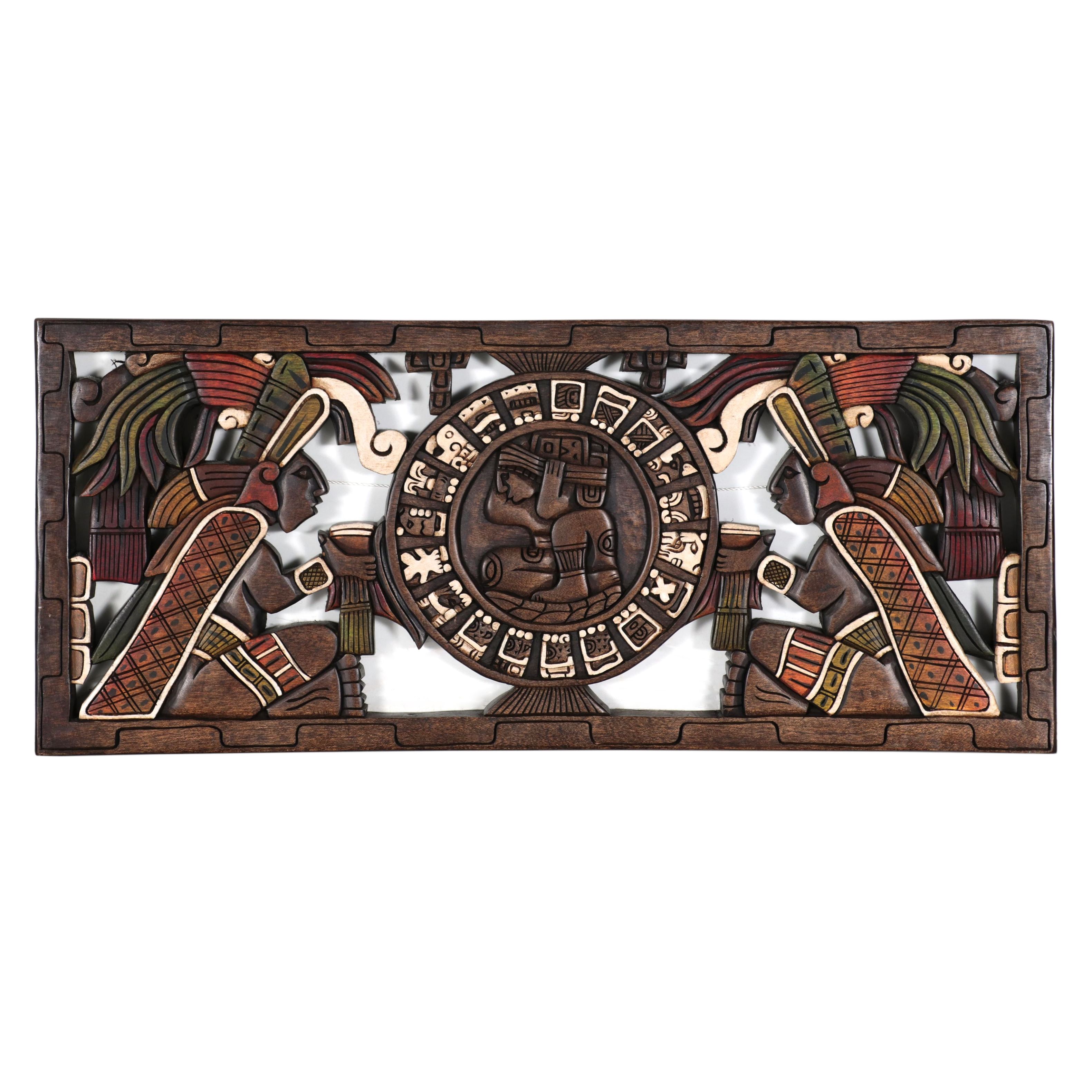 Aztec Style Carved Wood Wall-Hangings