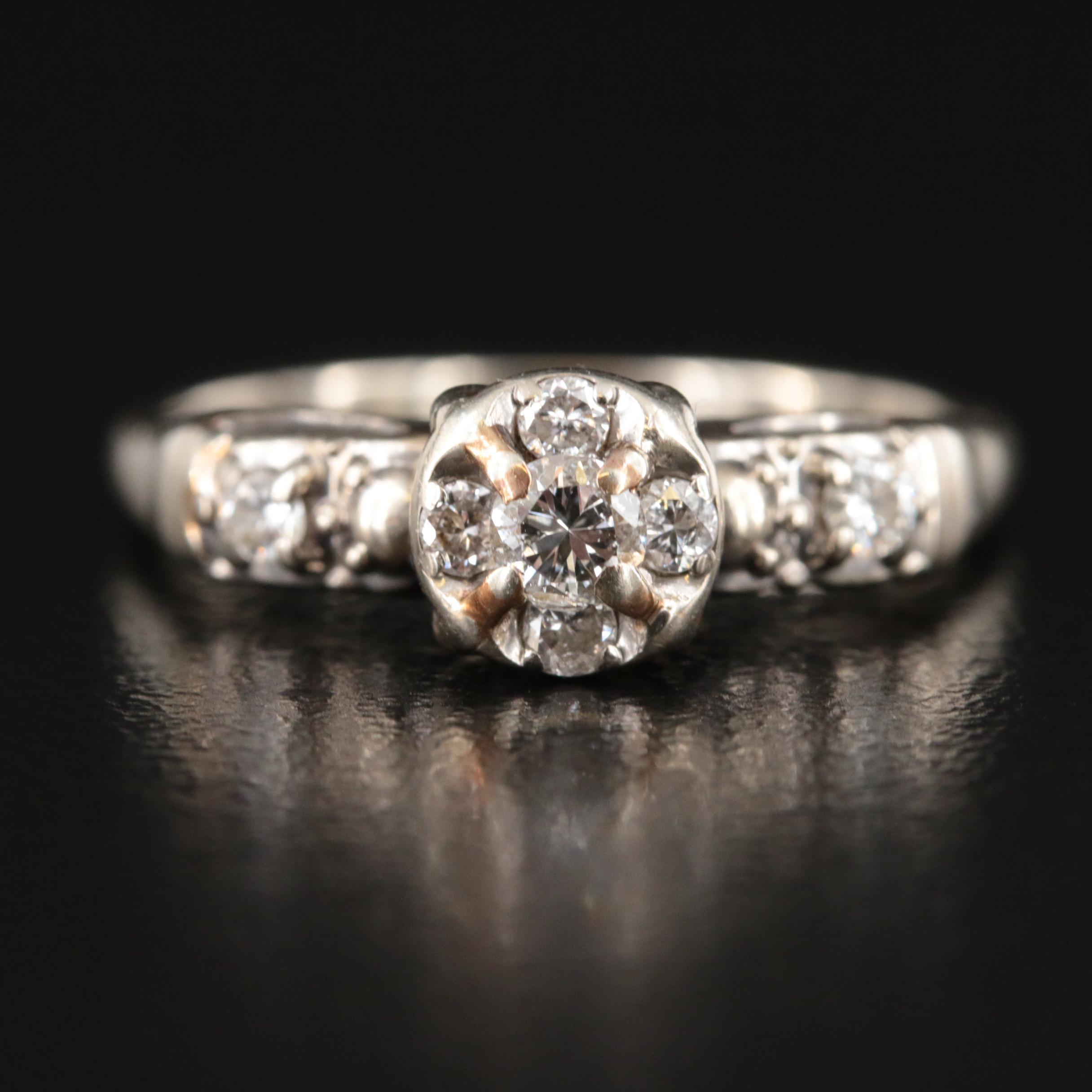 Vintage 14K 0.32 CTW Diamond Ring