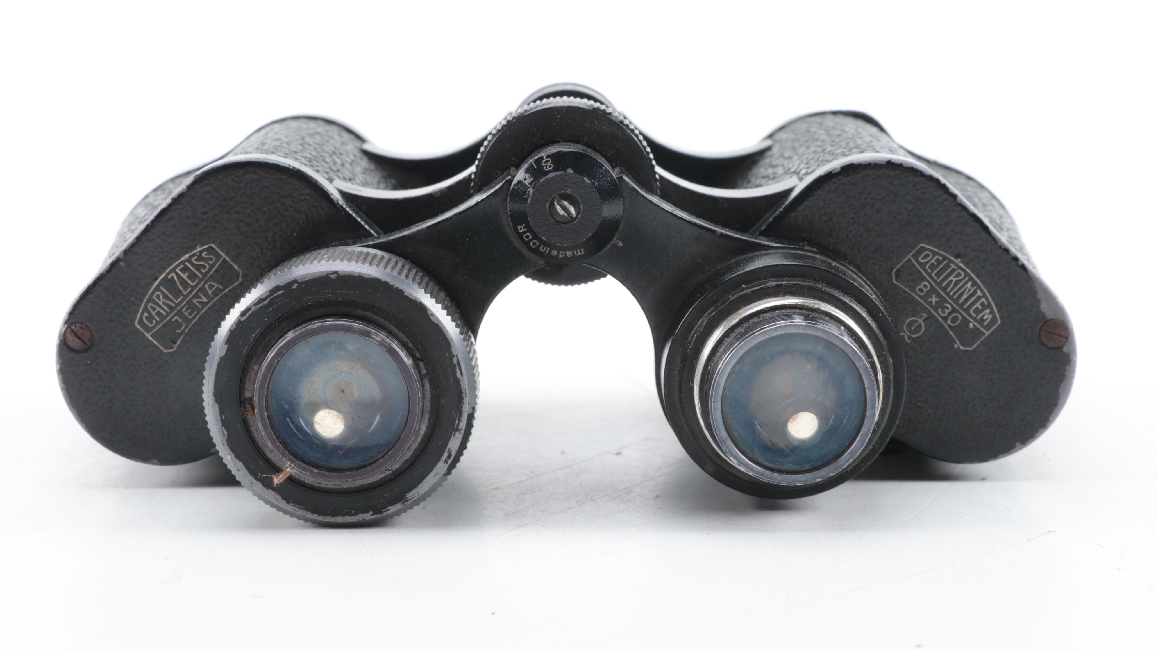 Carl Zeiss Deltrintem and Ernst Leitz Wetzlar Binoculars with Leather Cases