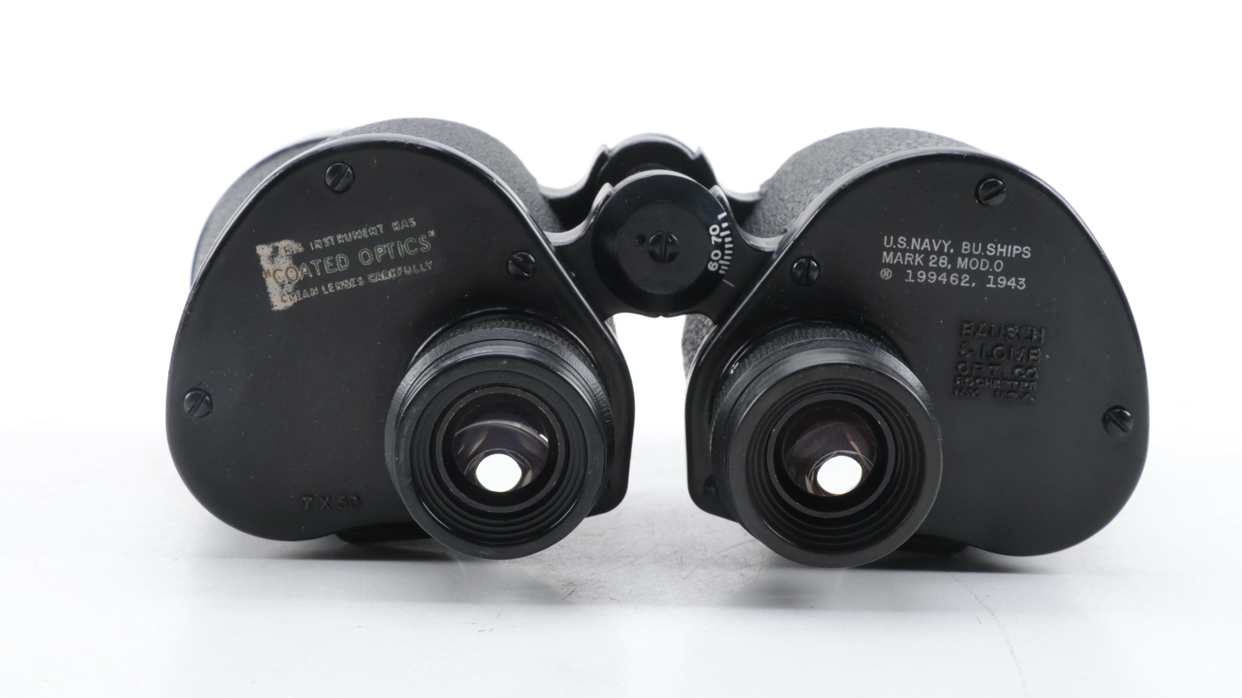 WWII Era Bausch & Lomb for U. S. Navy Mark 28 Binoculars, 1943