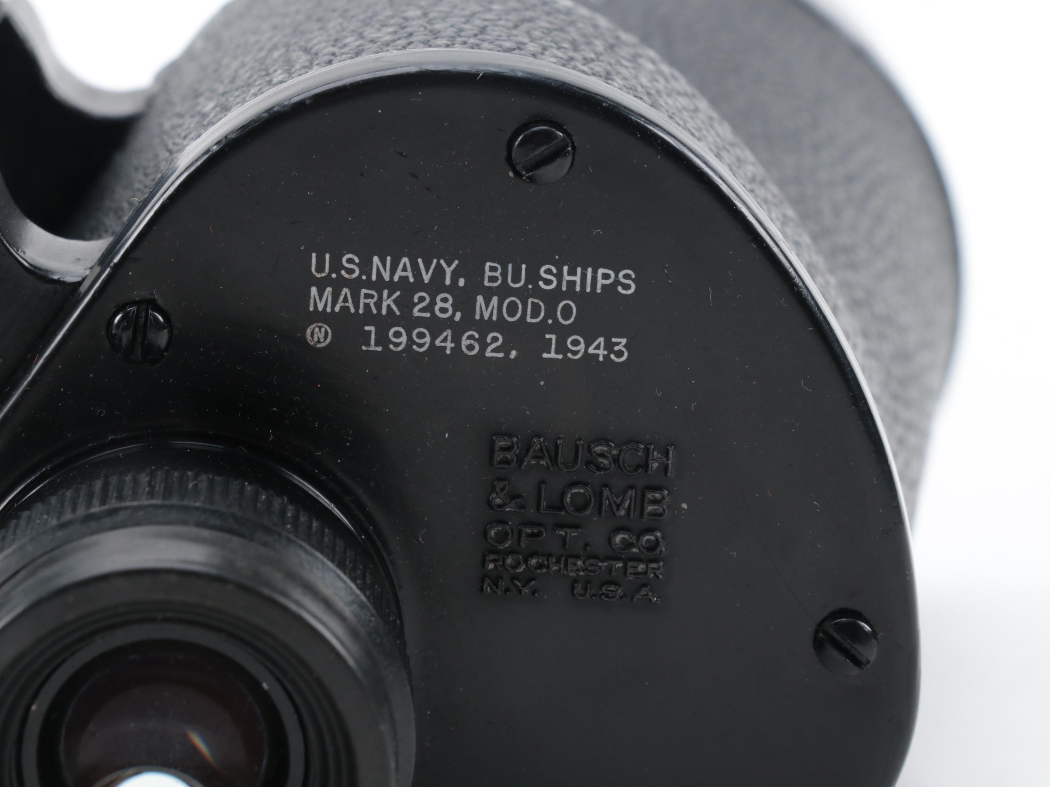 WWII Era Bausch & Lomb for U. S. Navy Mark 28 Binoculars, 1943