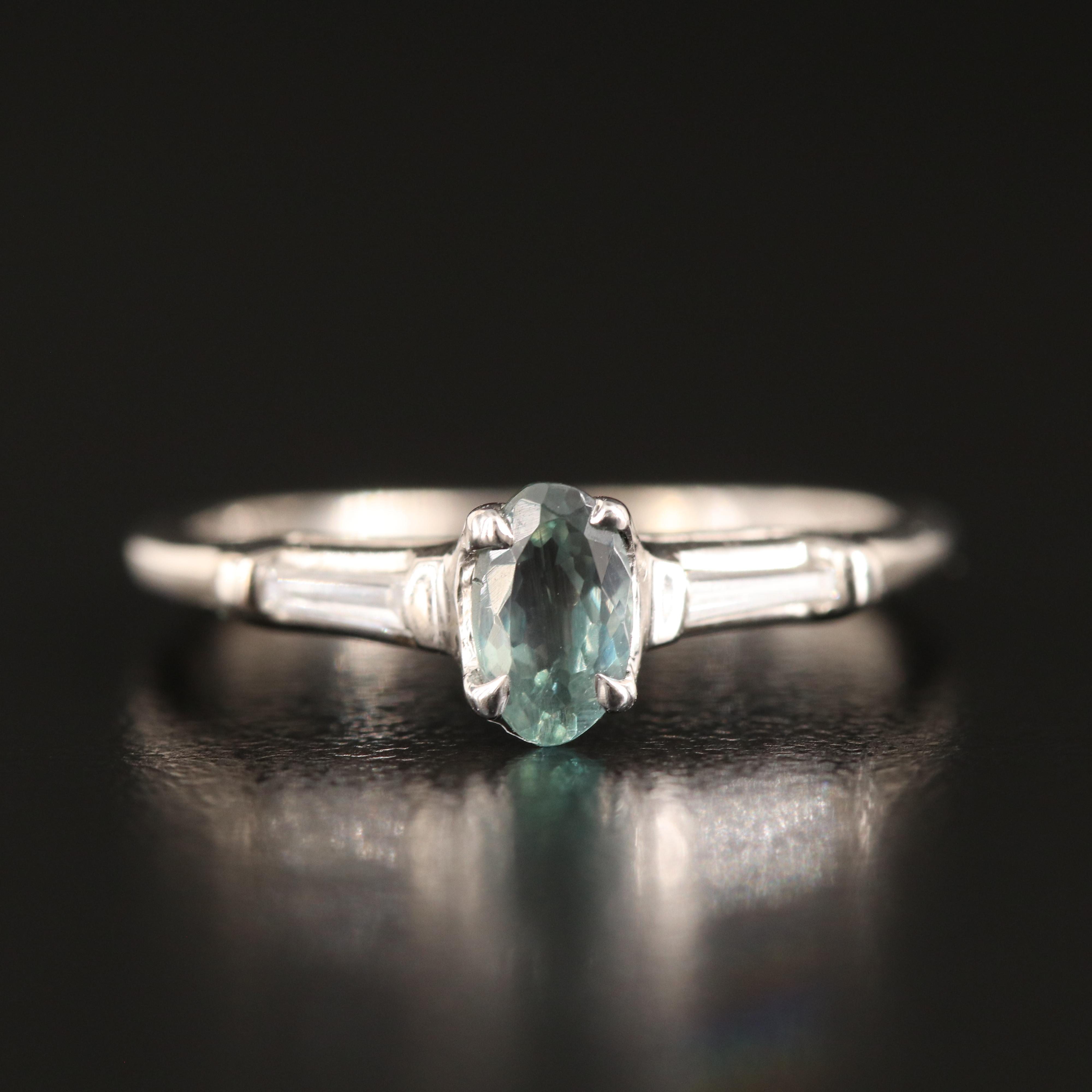 14K Color Change Alexandrite and Diamond Ring