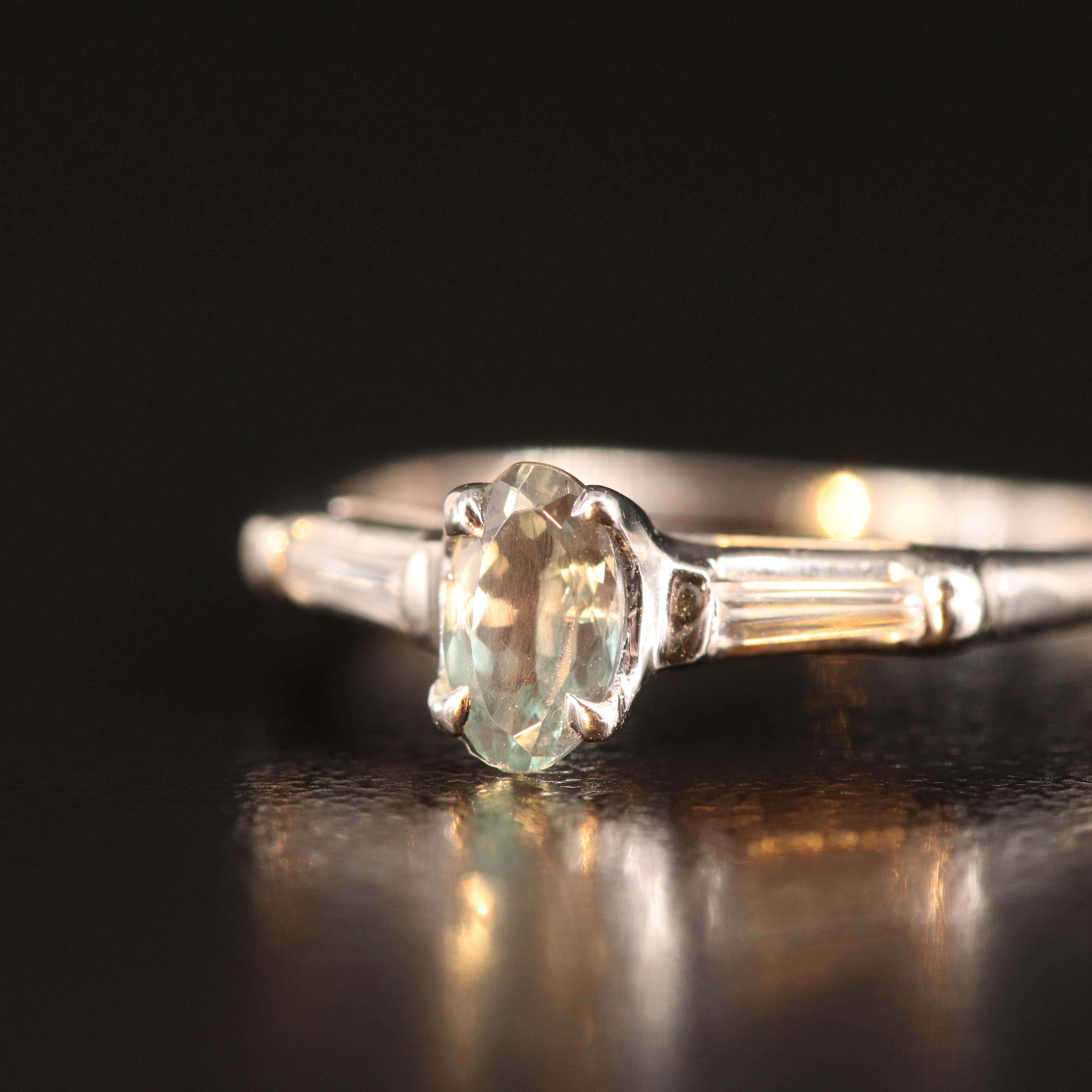 14K Color Change Alexandrite and Diamond Ring