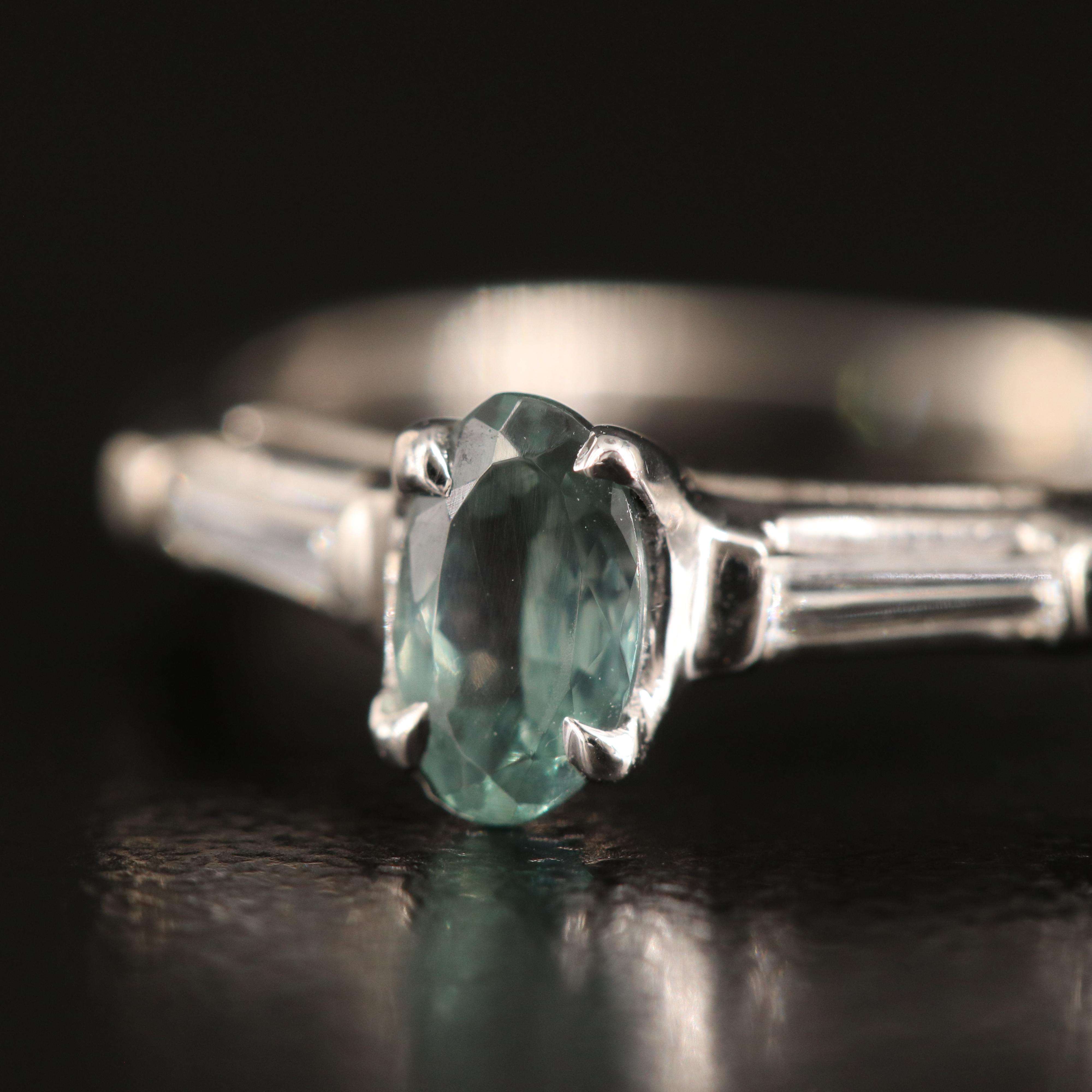 14K Color Change Alexandrite and Diamond Ring