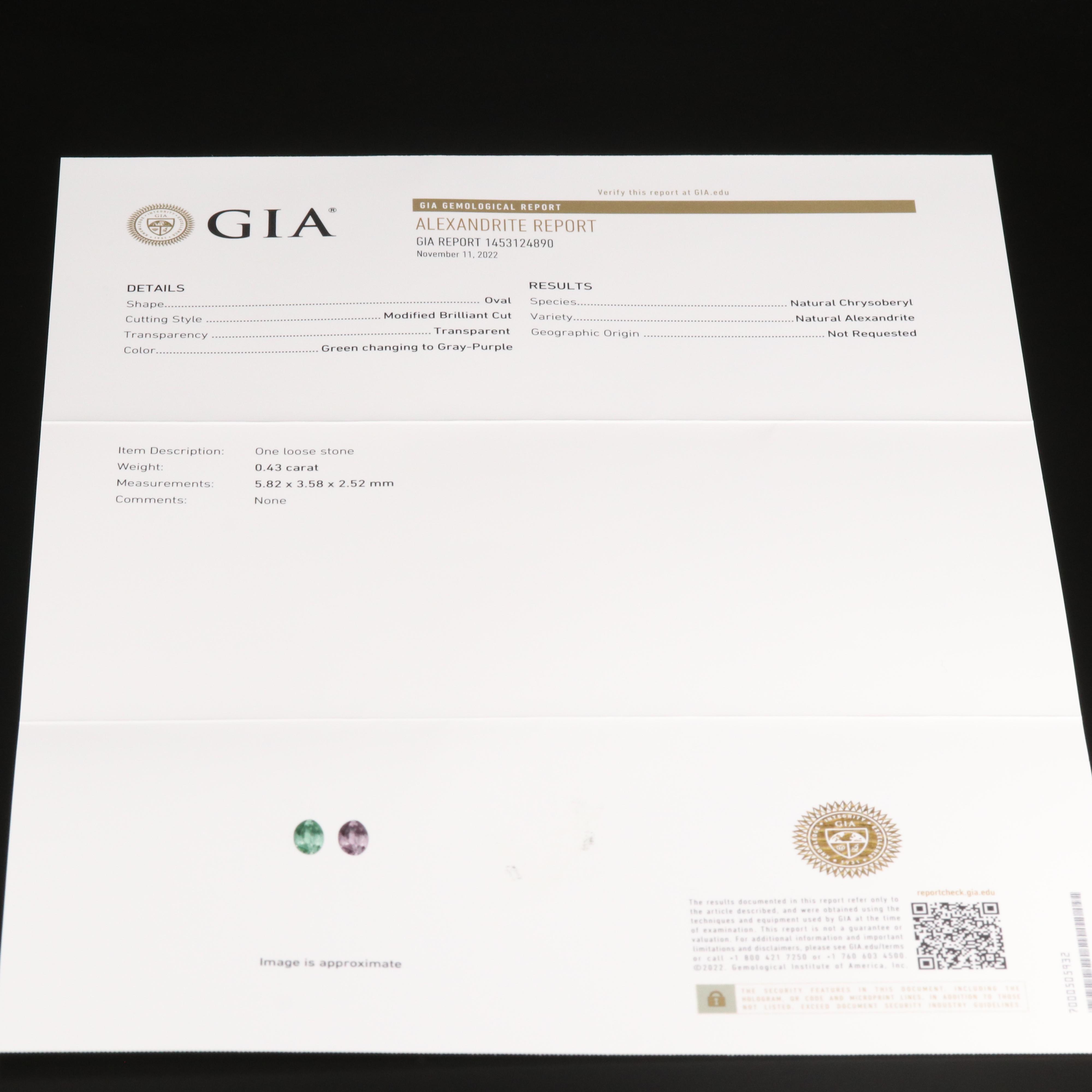 14K Color Change Alexandrite and Diamond Ring