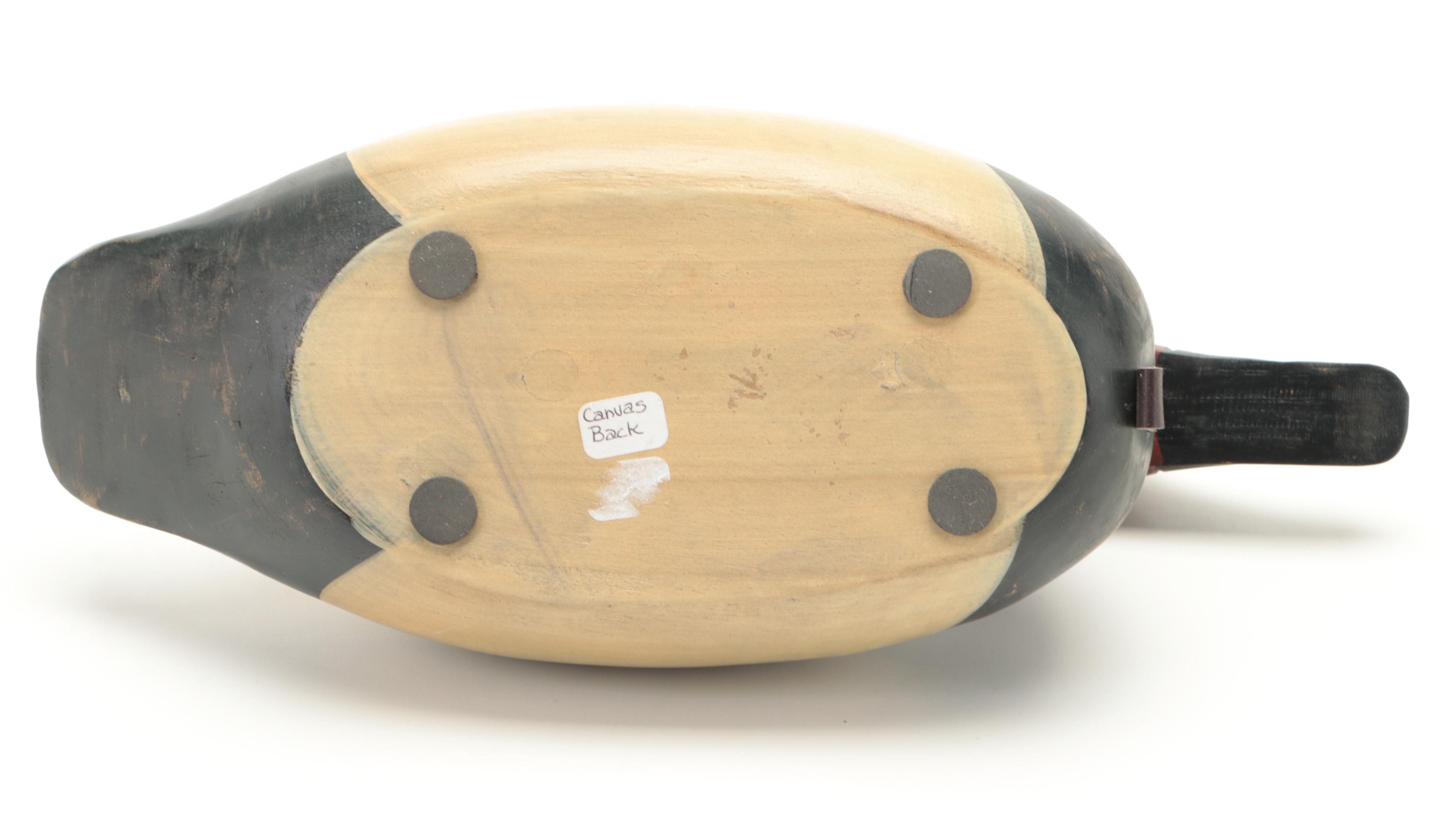 Hand-Carved Painted Wood Canvas Back and Other Duck Decoys