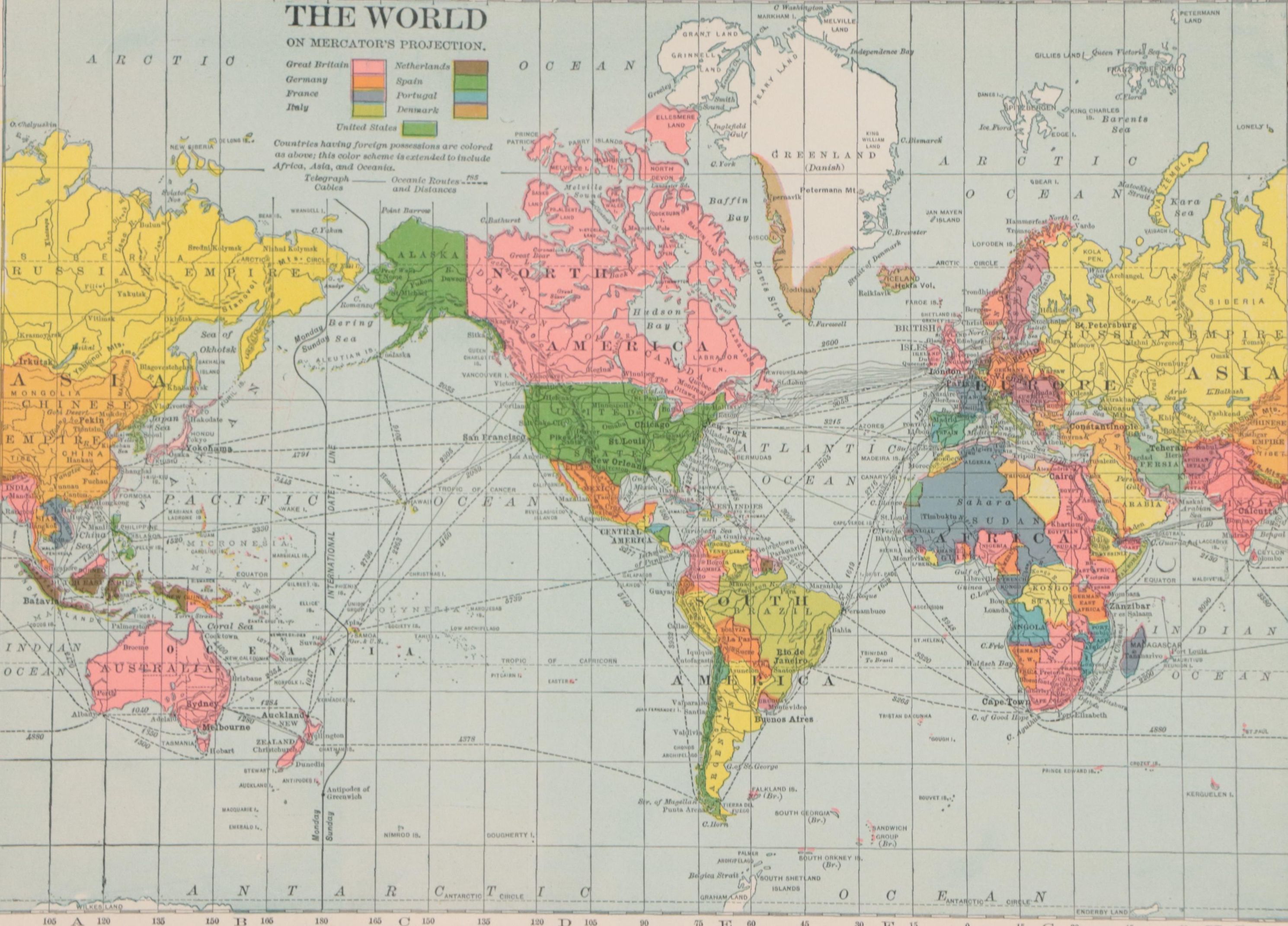 C. S. Hammond & Co. Map "The World on Mercator's Projection," 1909