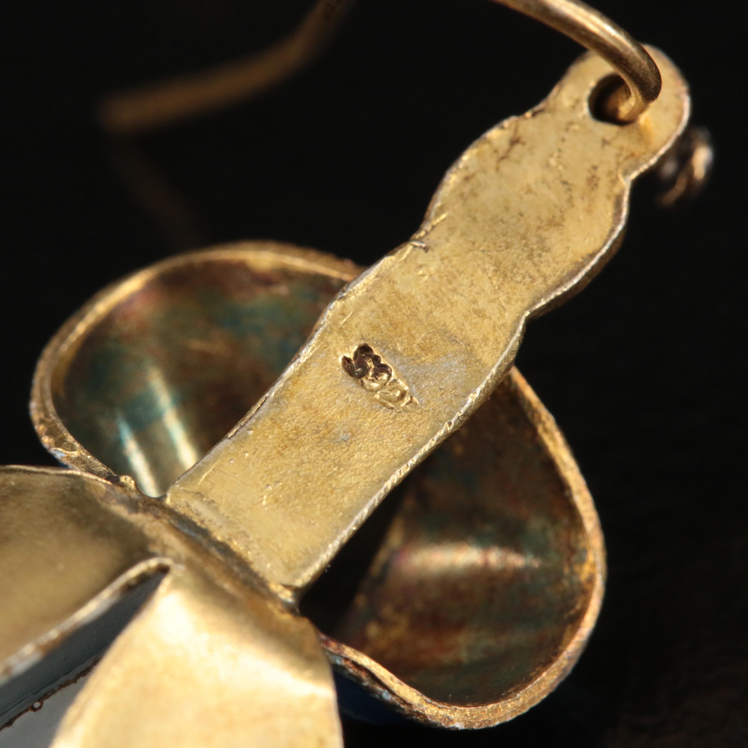 Sterling Pearl and Enamel Flower Earrings