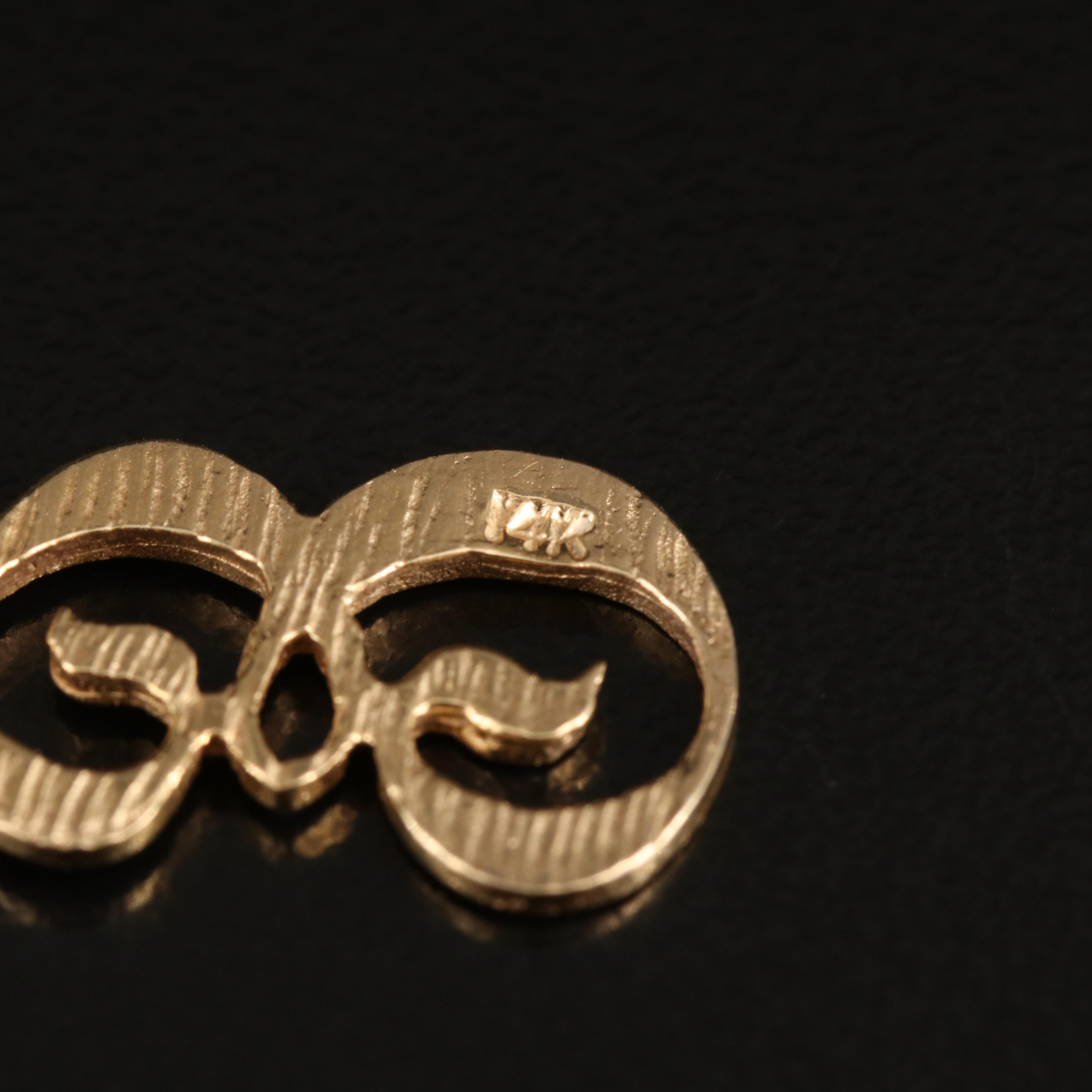 14K "E" Initial Pendant Necklace