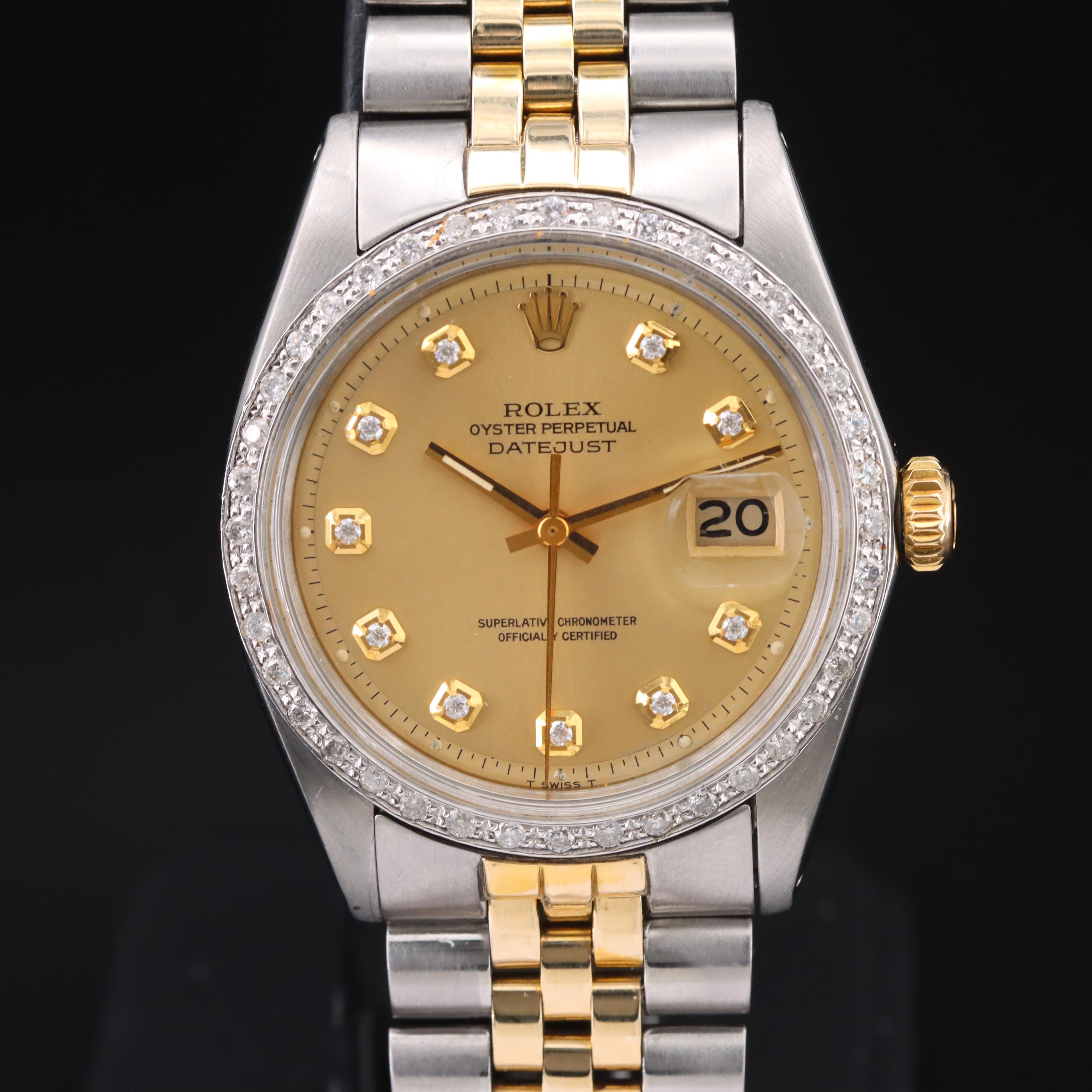 1973 Rolex Datejust Diamond and Moissanite Watch