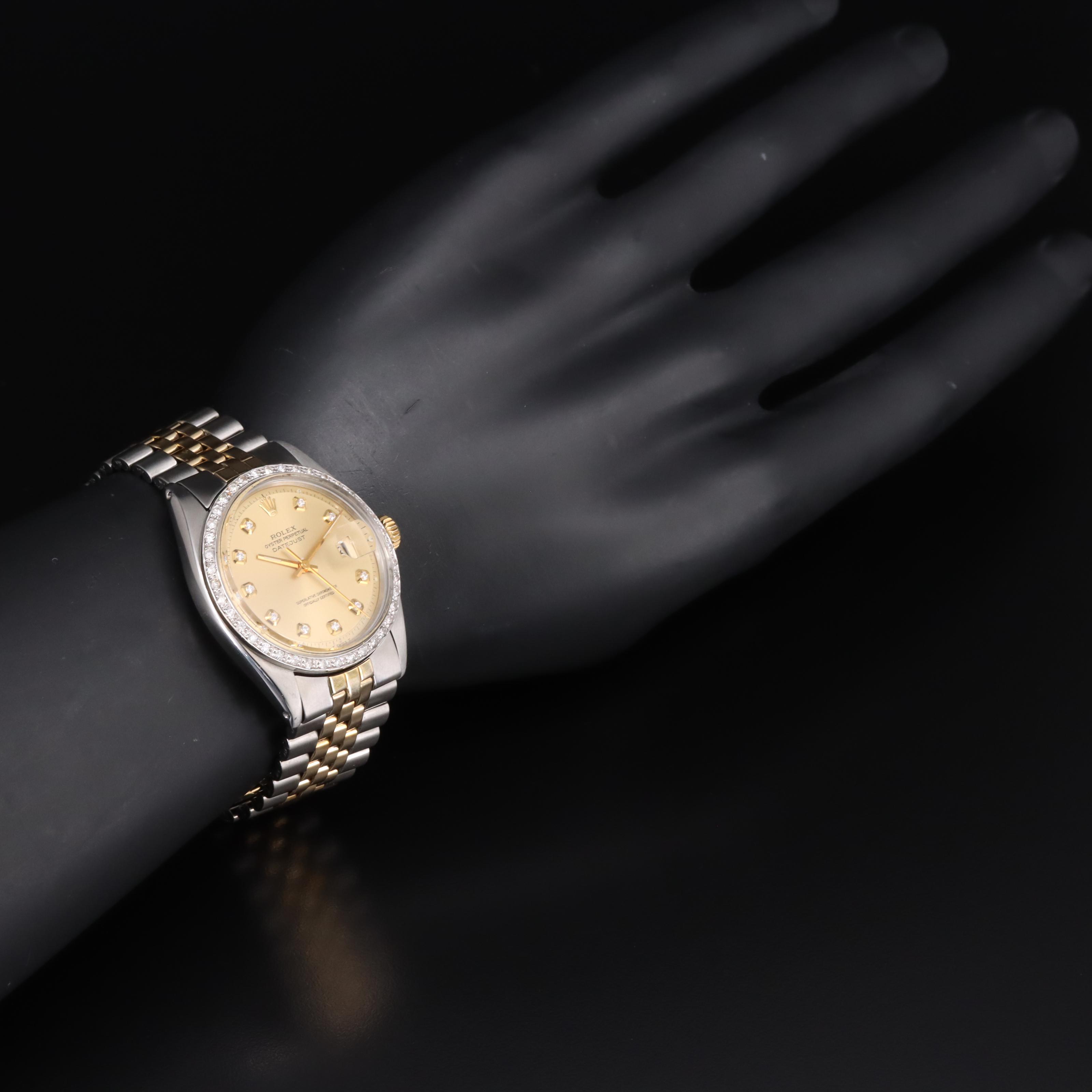 1973 Rolex Datejust Diamond and Moissanite Watch