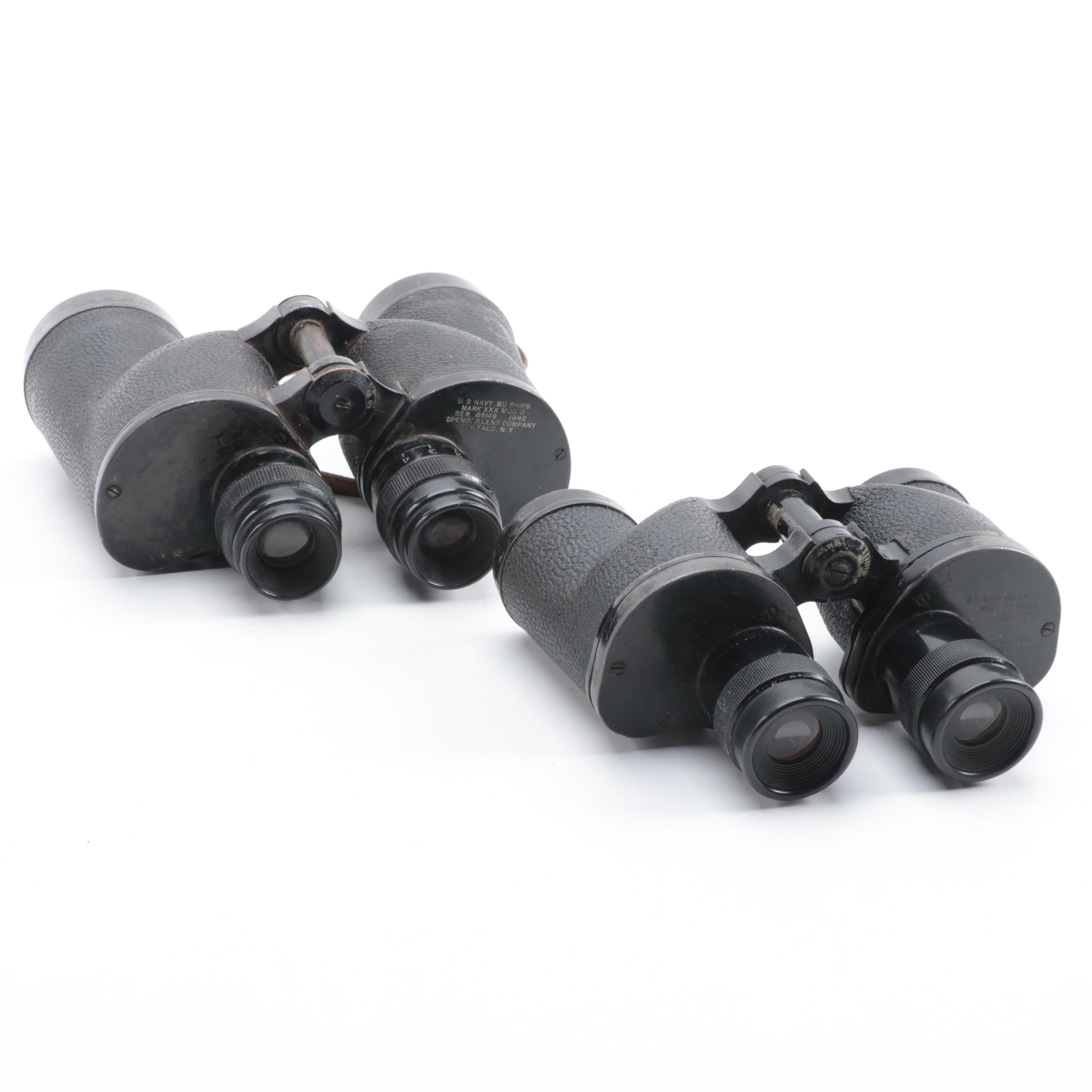 WWII Era Spencer and Universal for U. S. Navy Binoculars, Mid-20th Century