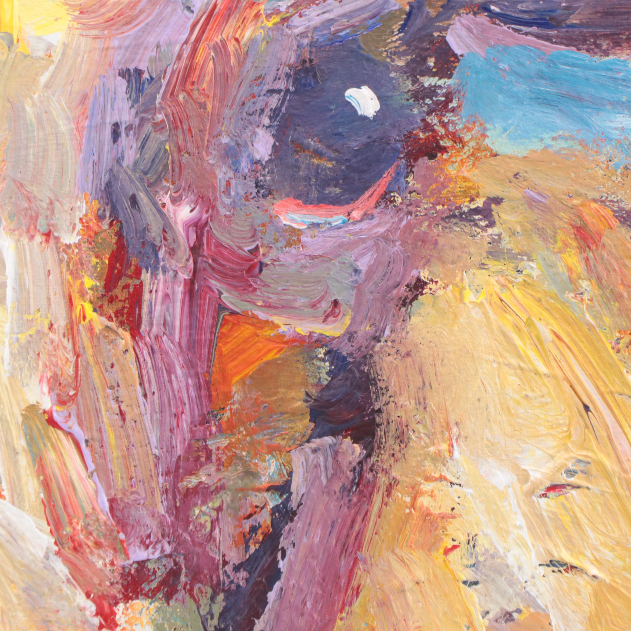 Elle Raines Acrylic Painting of Cow, 21st Century