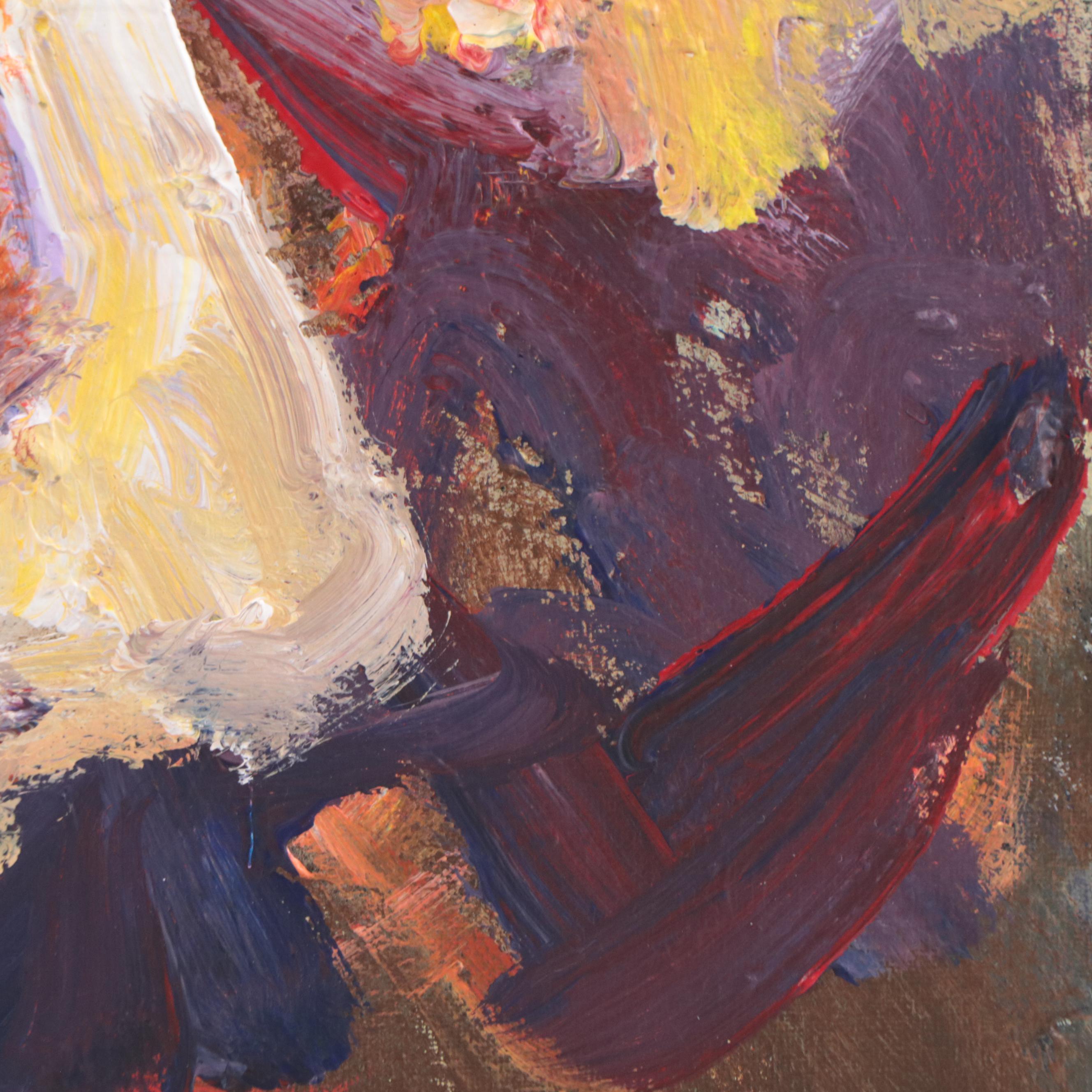 Elle Raines Acrylic Painting of Cow, 21st Century