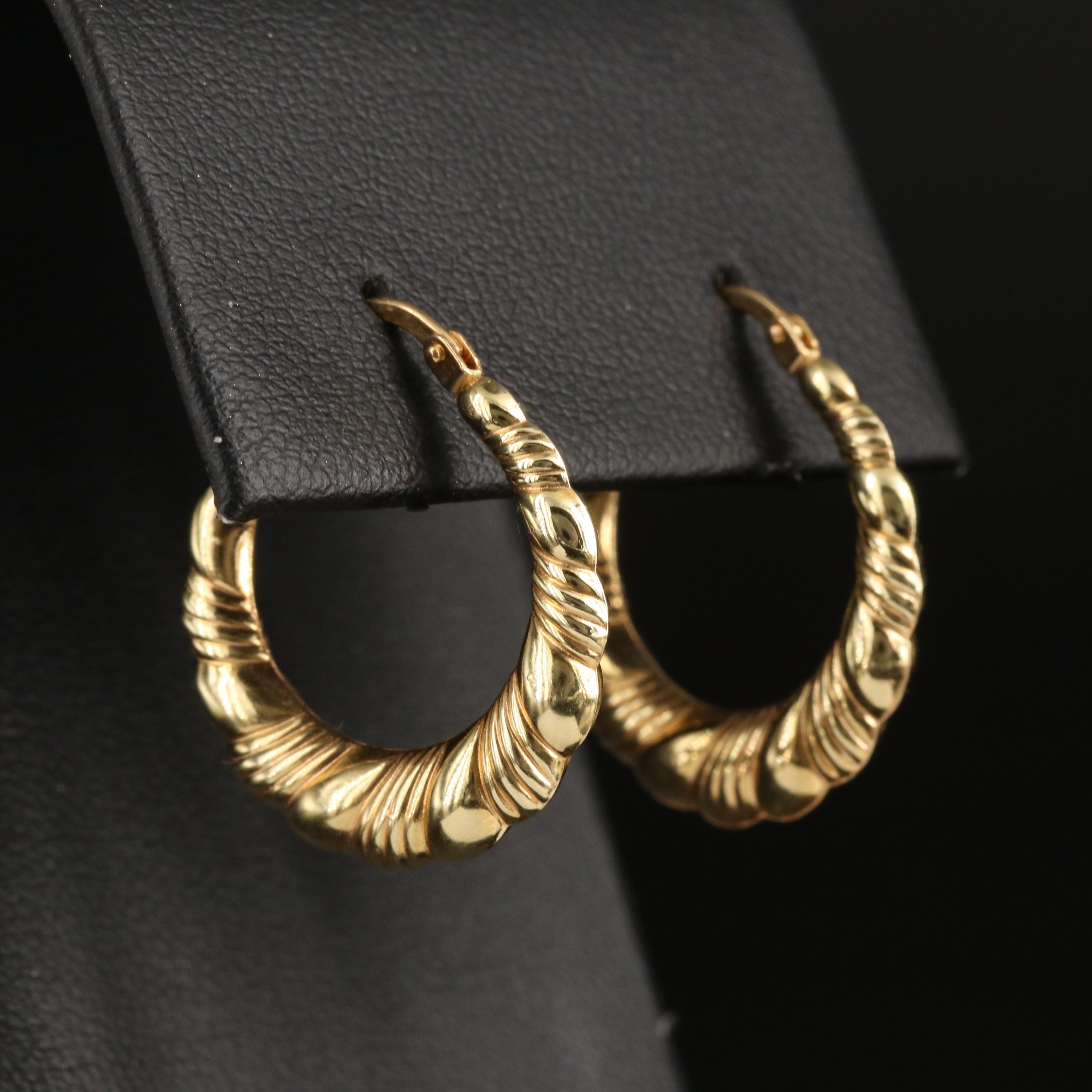 18K Fluted Hoop Earrings
