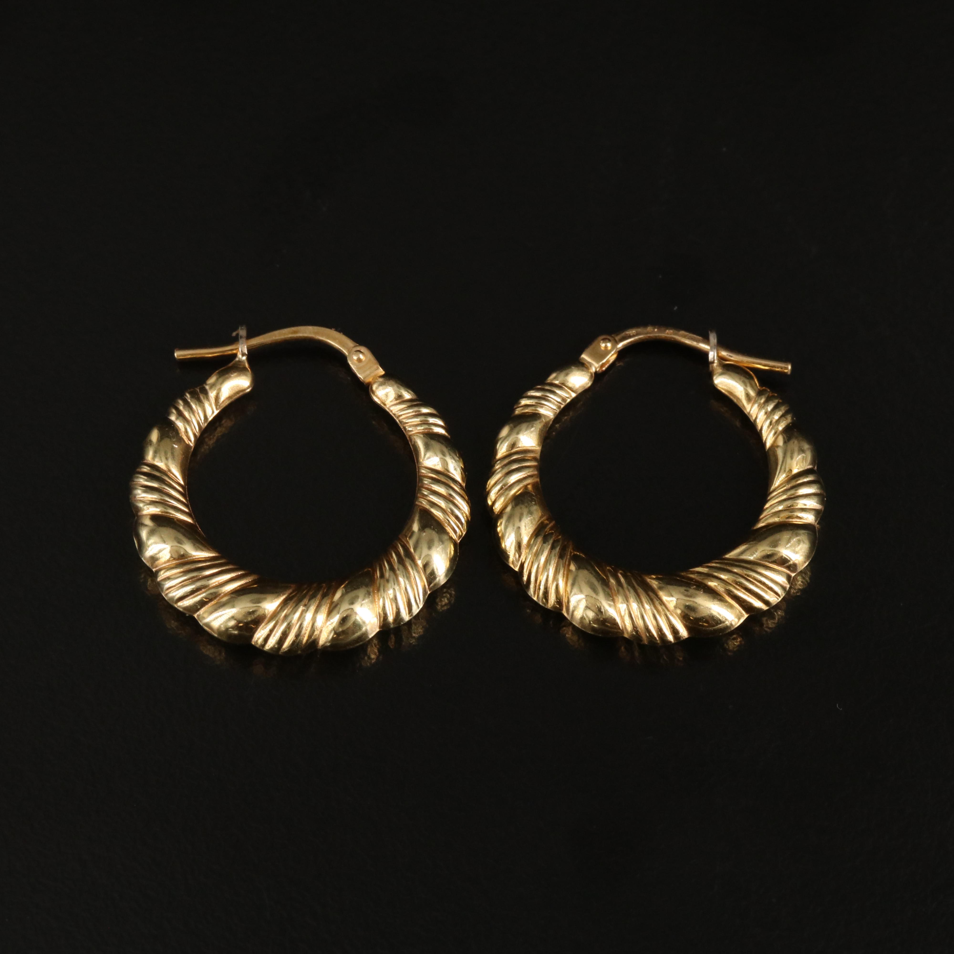 18K Fluted Hoop Earrings