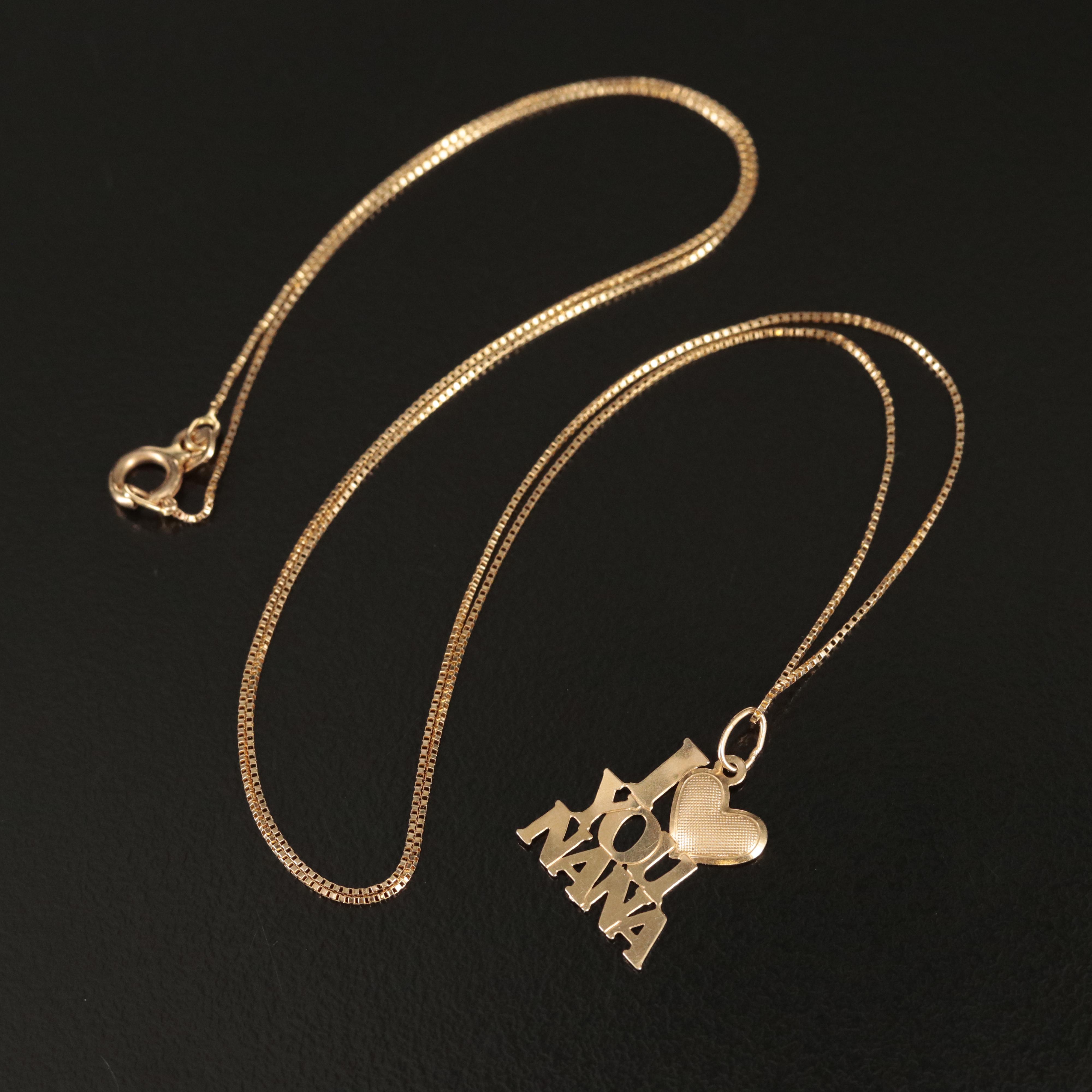 14K "I Love You Nana" Pendant Necklace