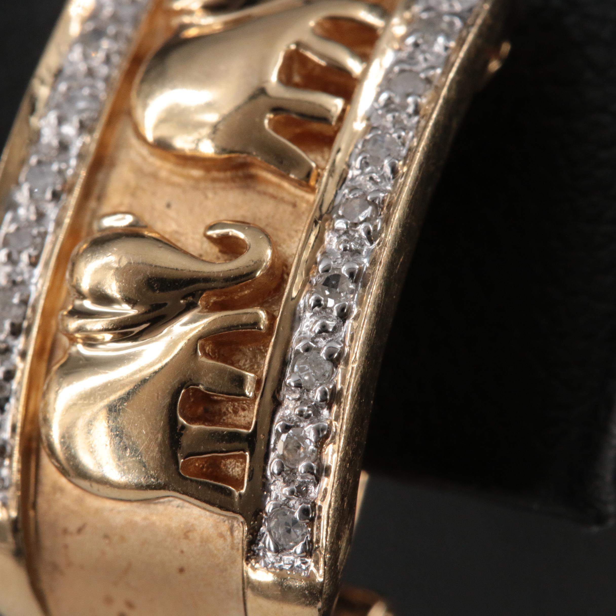 14K 0.18 CTW Diamond Elephant J Hoop Earrings