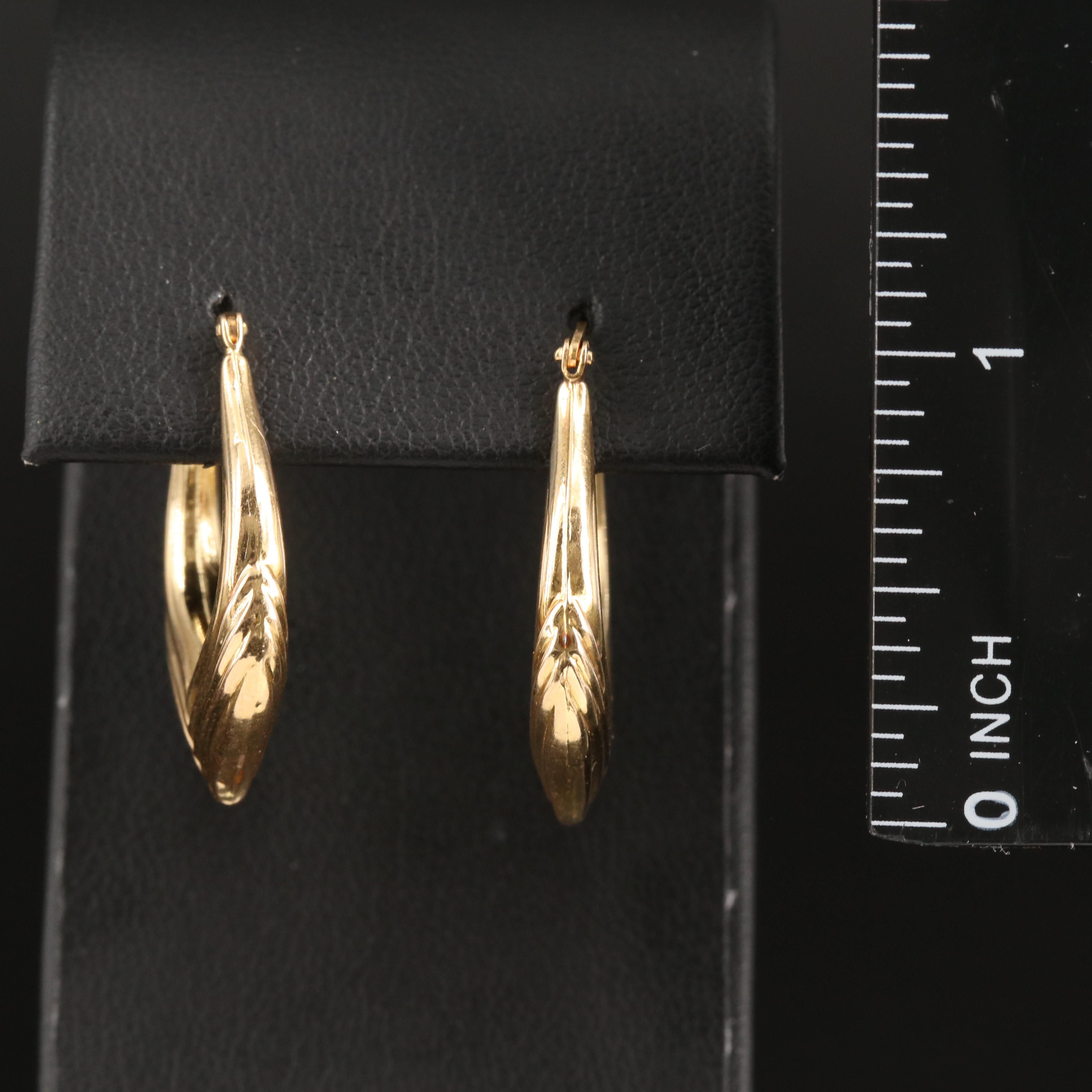 Italian 14K Fluted Chevron Hoop Earrings