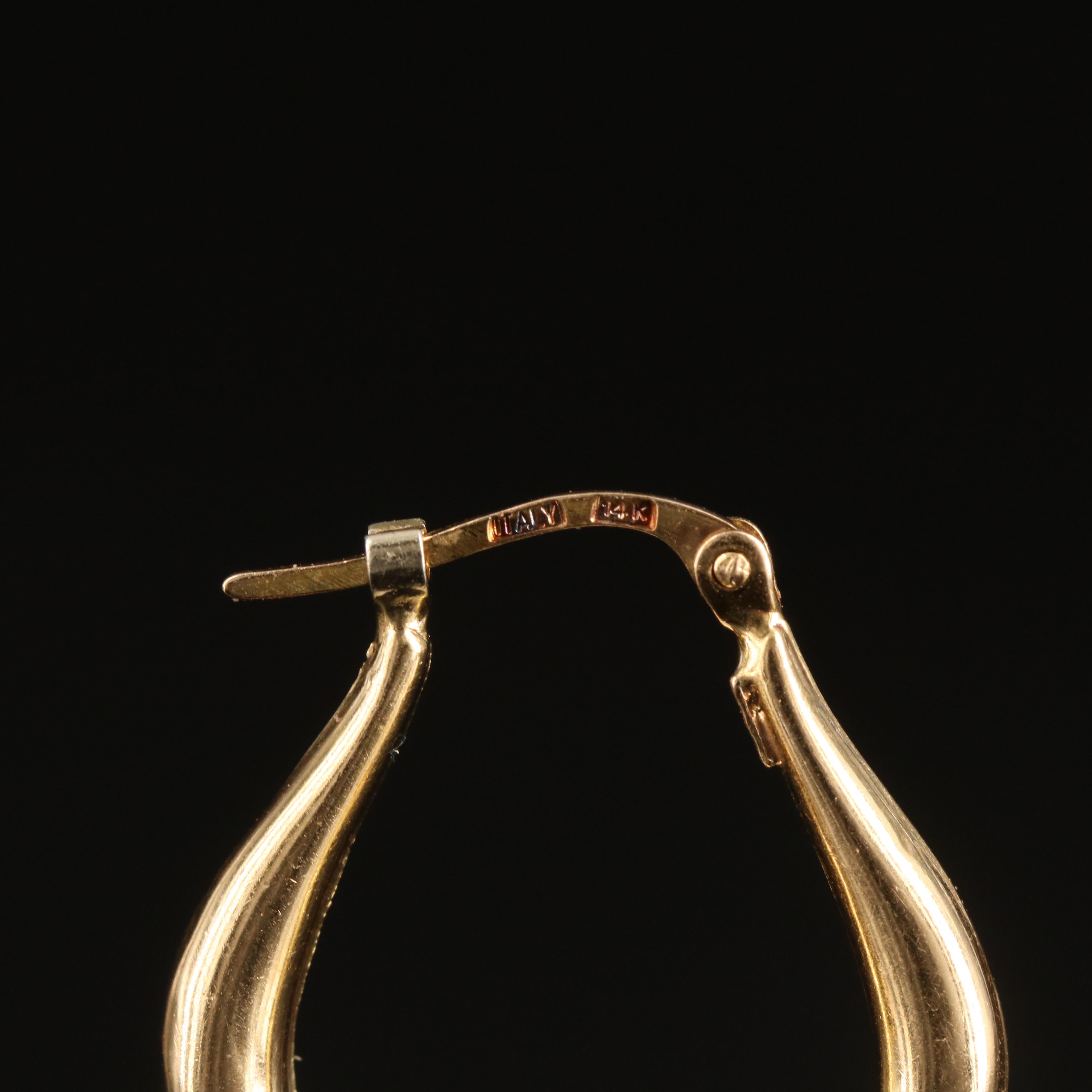 Italian 14K Fluted Chevron Hoop Earrings