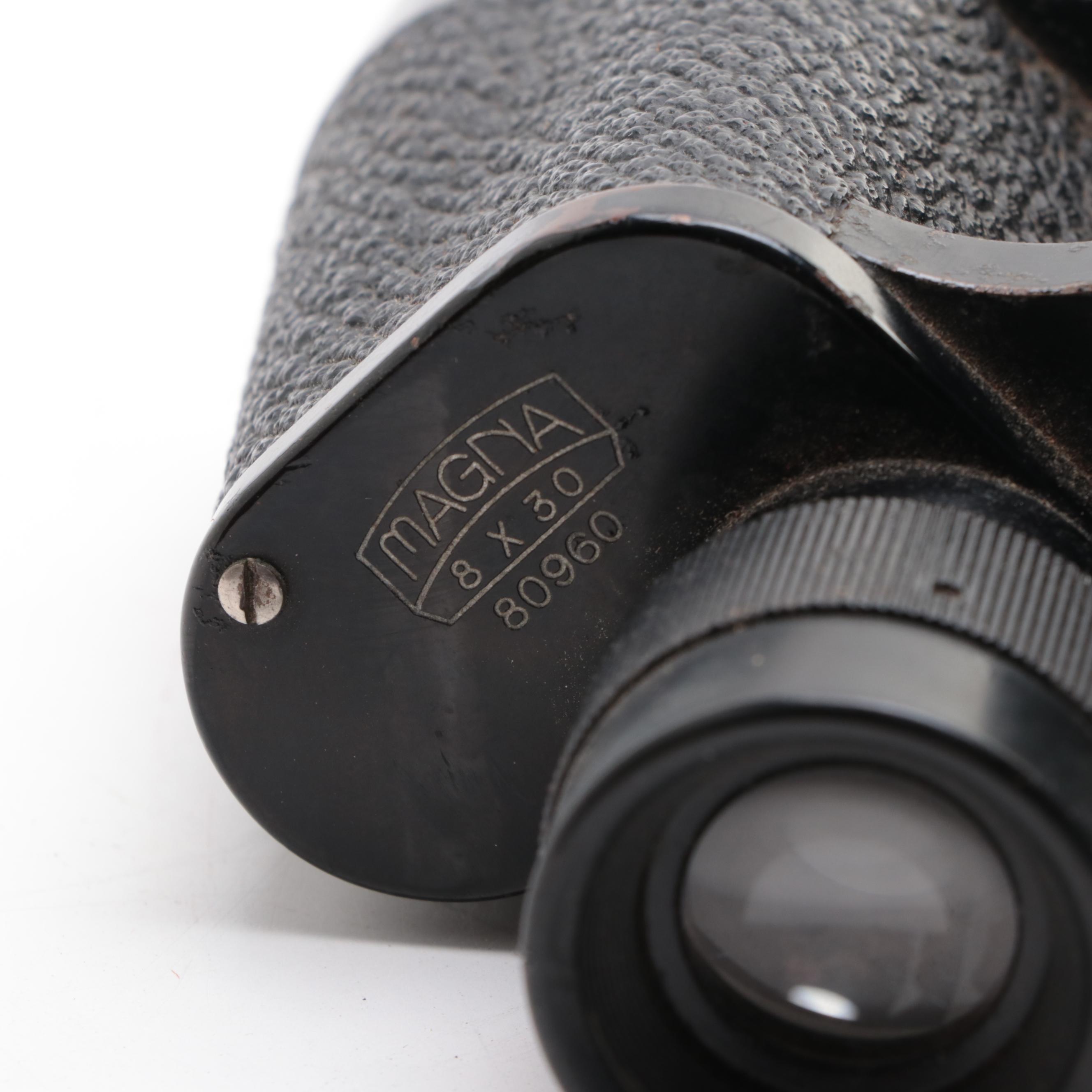 Colmont and Magna Binoculars with Leather Cases, Mid-20th Century